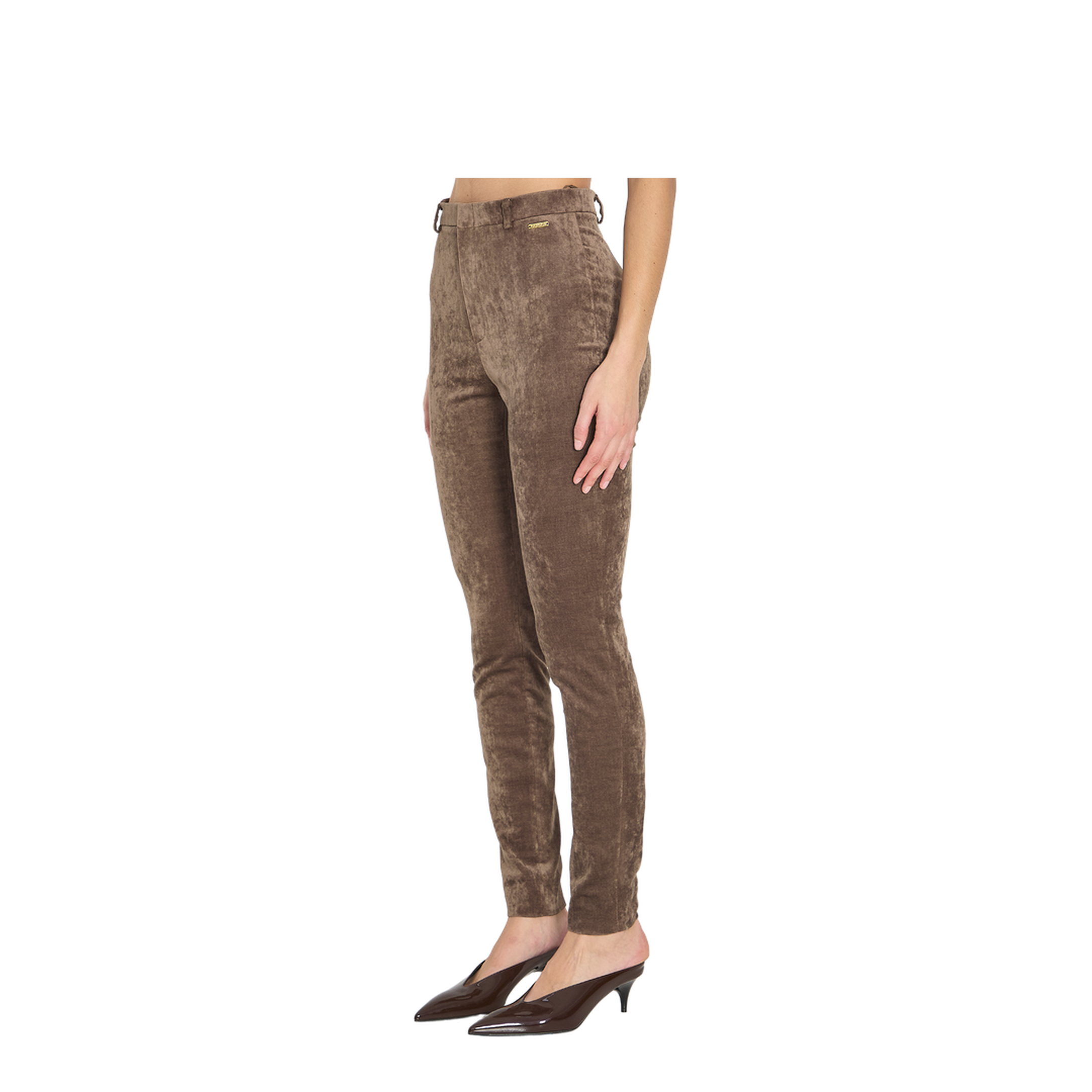 Stretch Velvet Leggings in Brown - Image 2