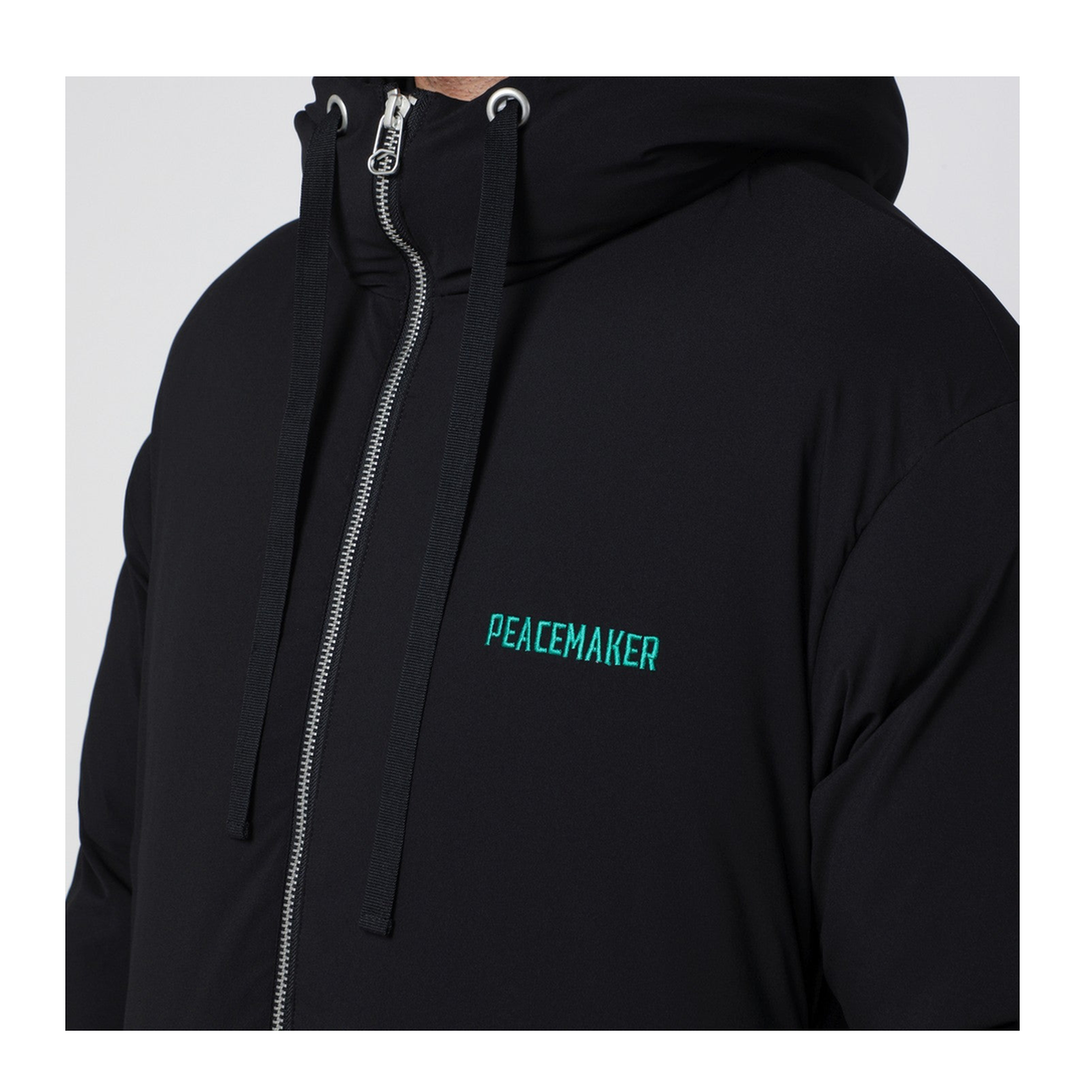 Black Peacemaker Puffer Jacket with Logo Embroidery - Image 2