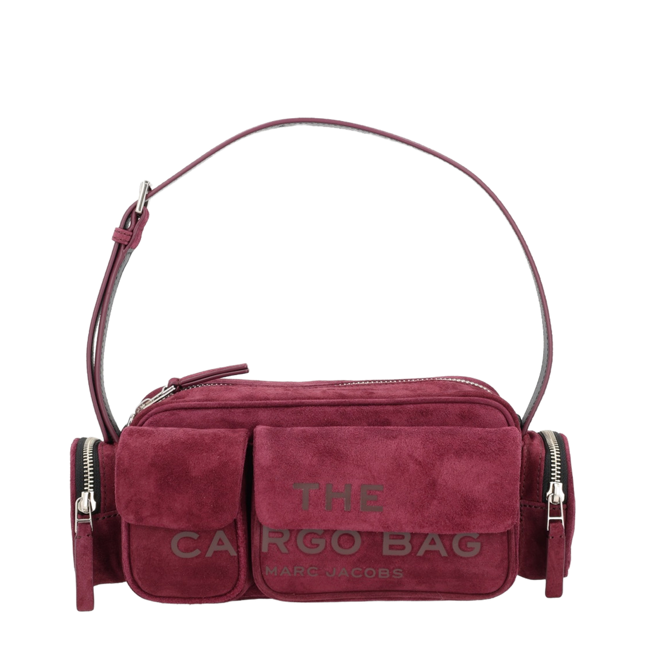 The Cargo Medium Suede Shoulder Bag - Bordeaux - Image 1