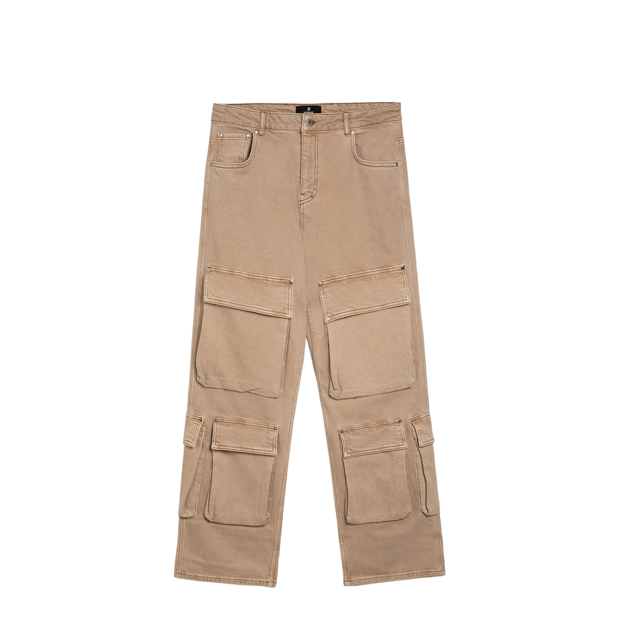 Beige Denim Cargo Trousers - Image 1