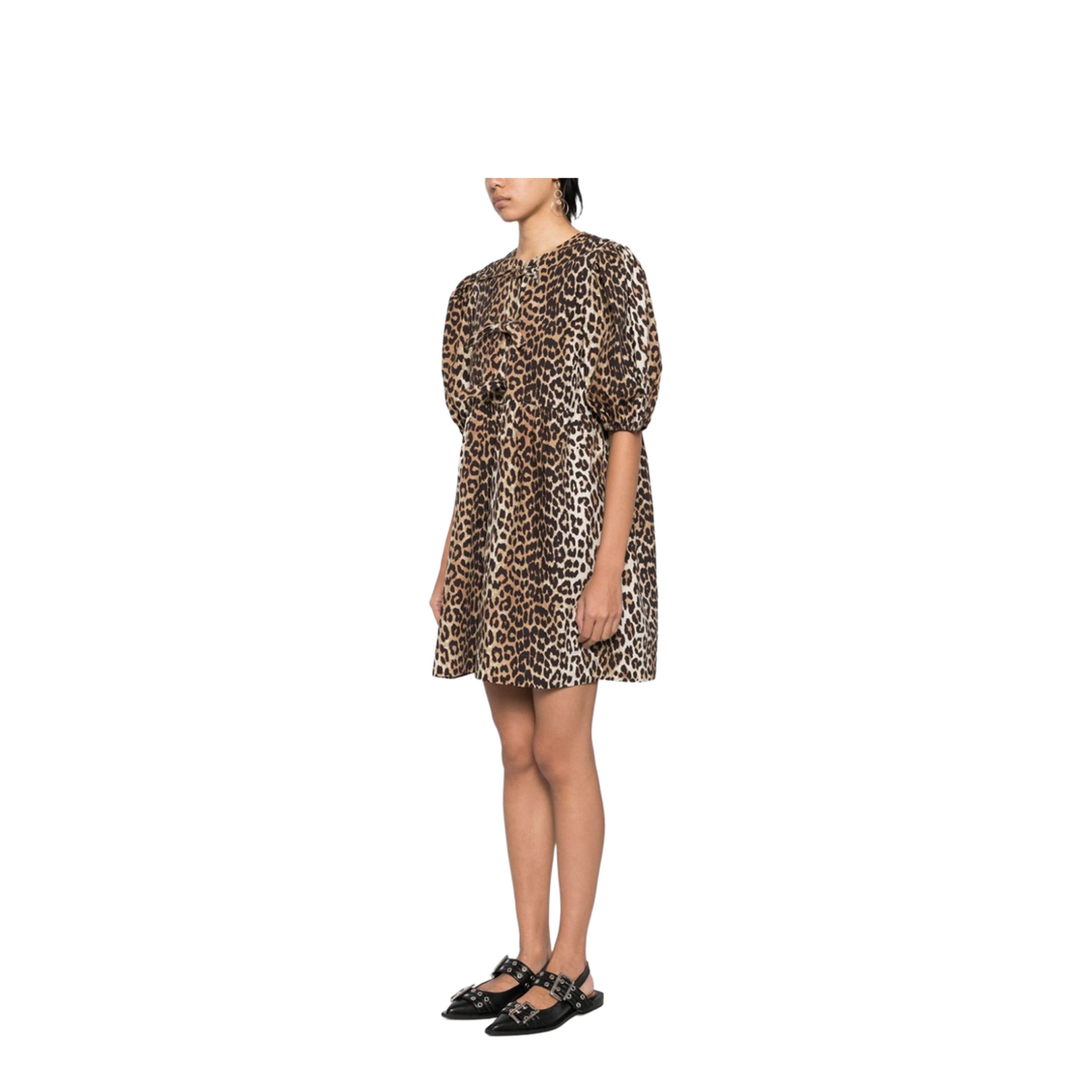 Printed Tie String Poplin Mini Dress - Image 3