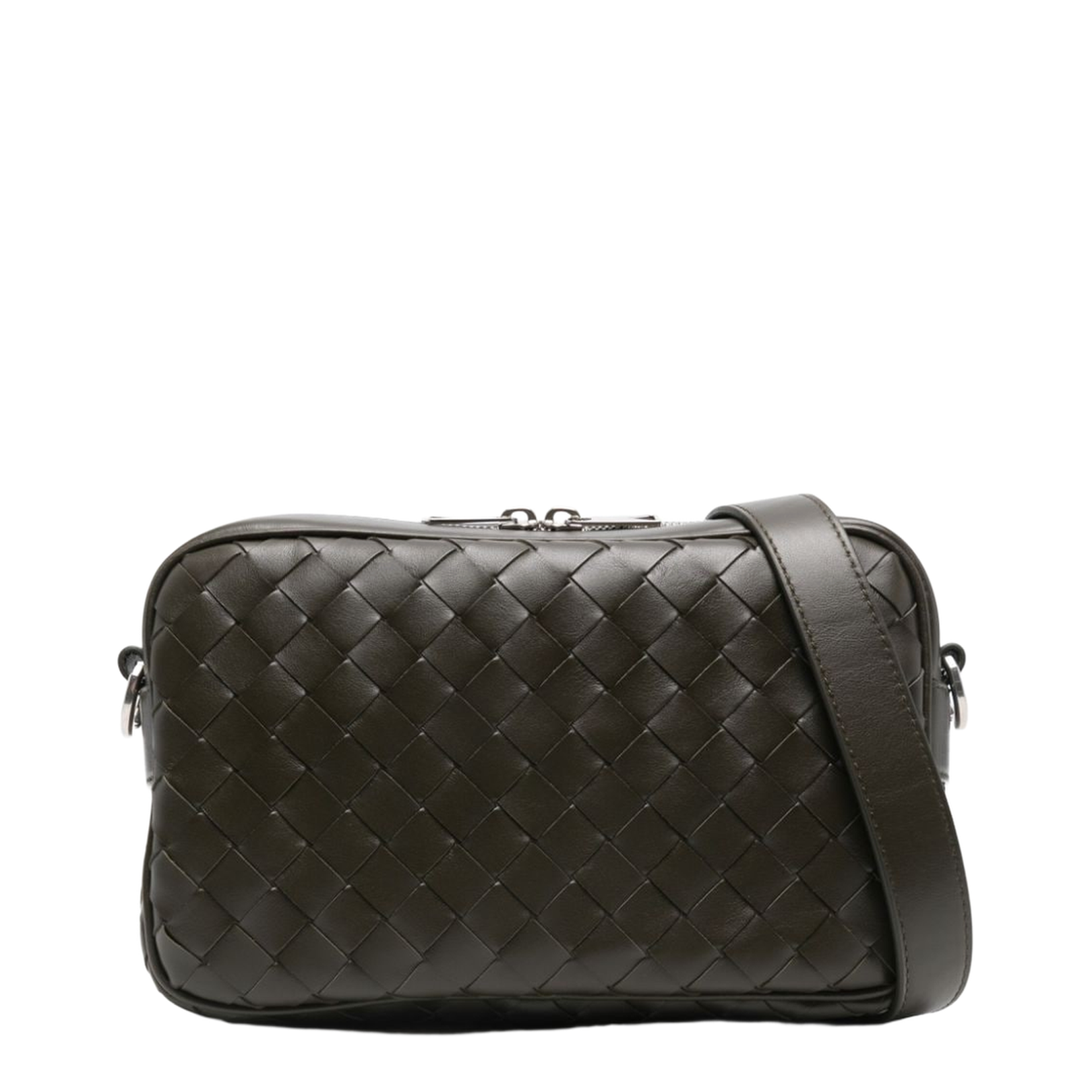 Intrecciato Small Leather Camera Bags - Brown - Image 1