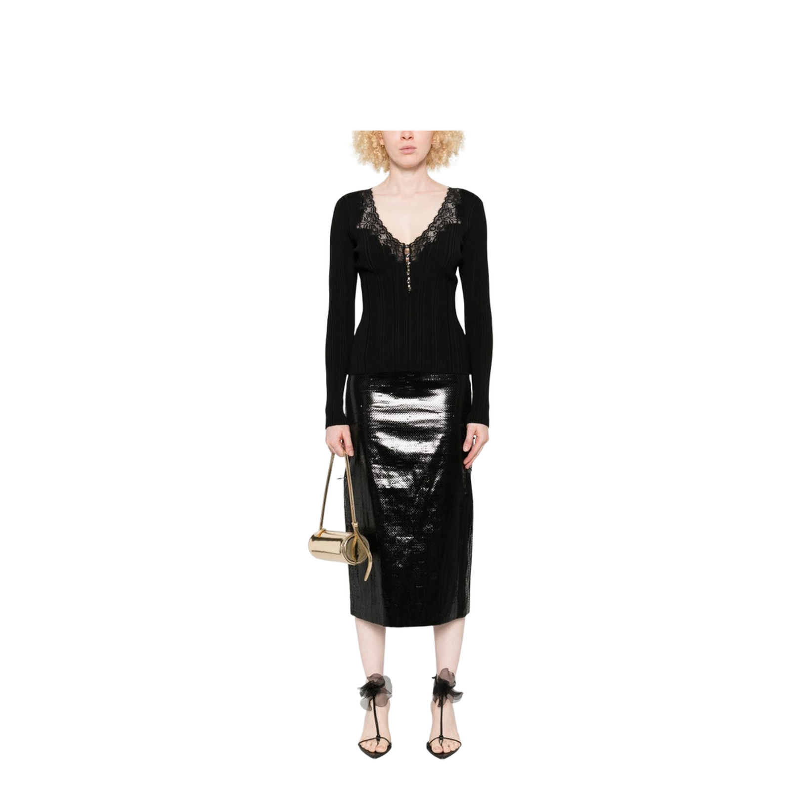 V-Neck Sweater In Black - Image 2