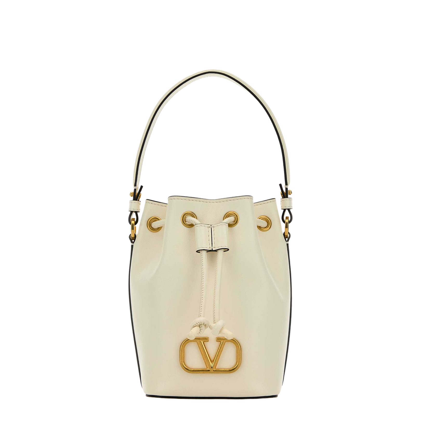 Ivory Nappa Leather VLogo Signature Bucket Bag - Image 1
