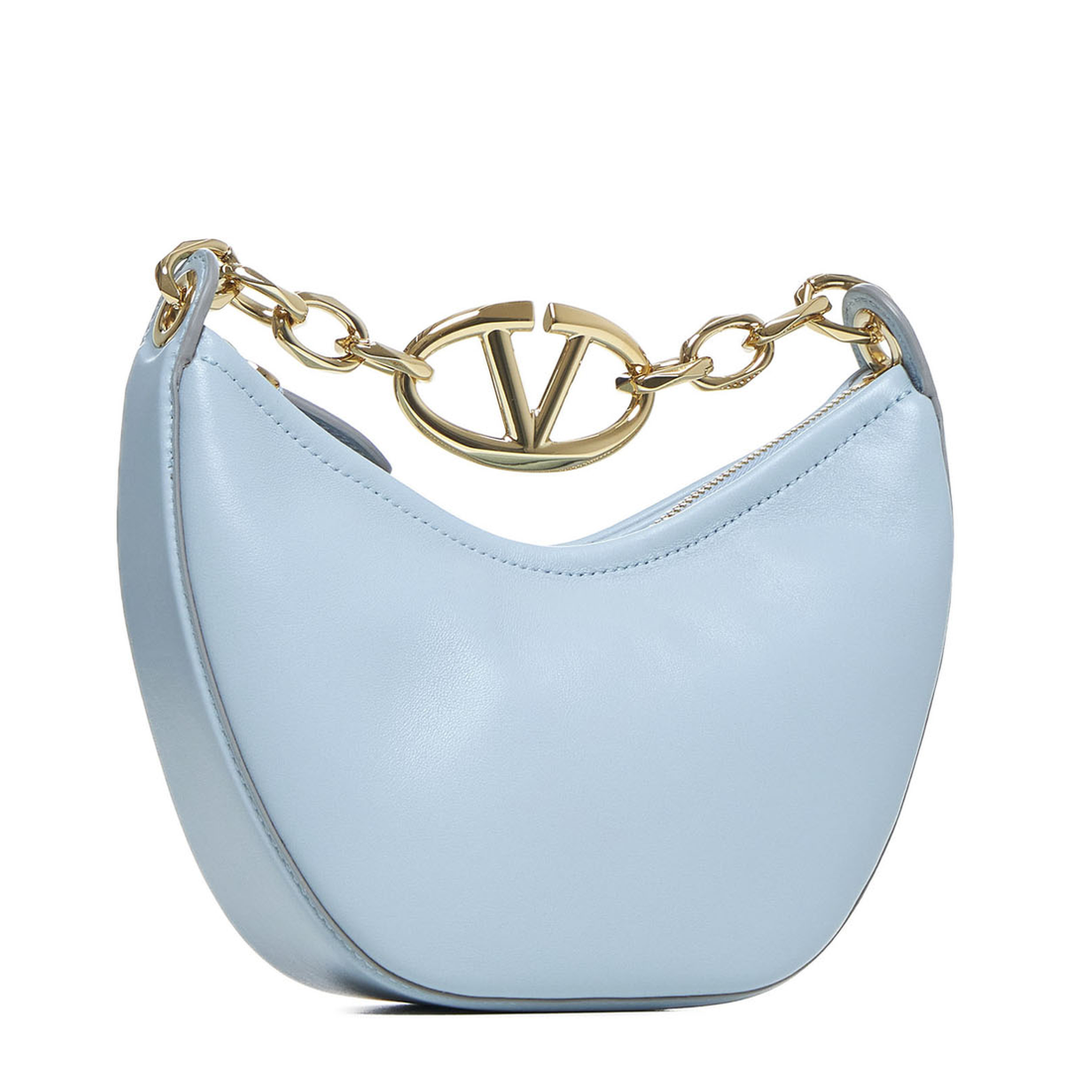 Light Blue Leather Mini Hobo Handbag - Image 2