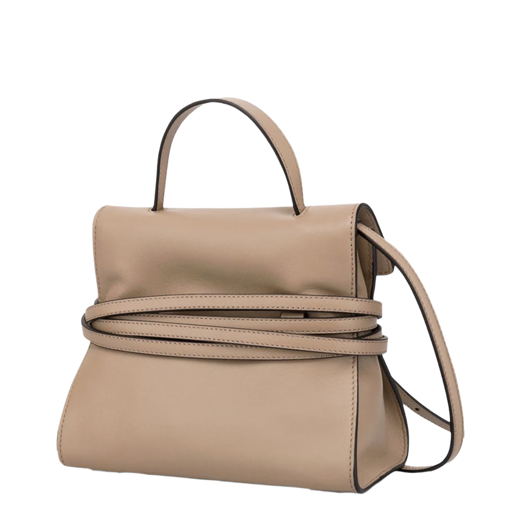 Tie Me Small Sheepskin Top-Handle Bag - Beige - Image 2