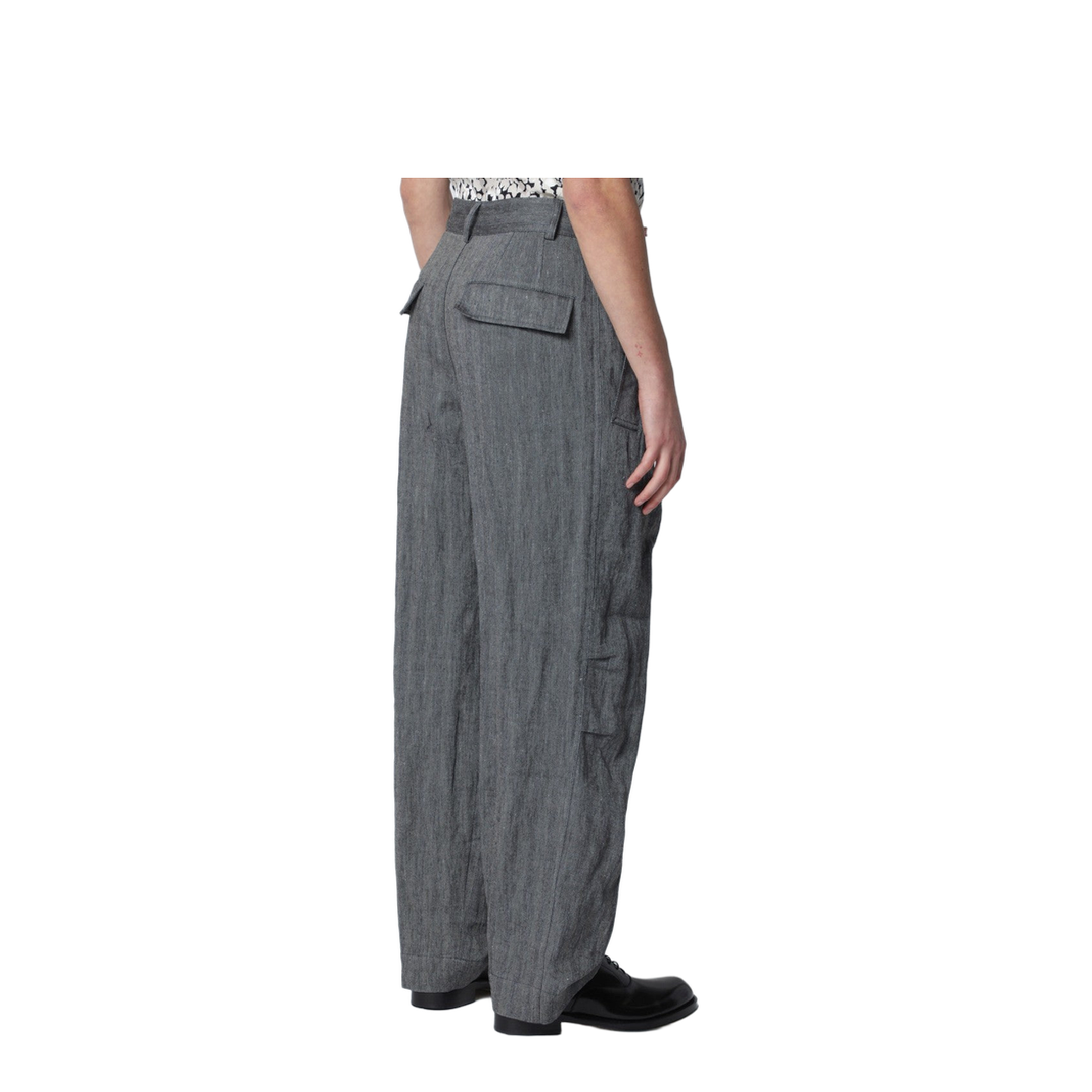 Black Herringbone Trousers - Image 2