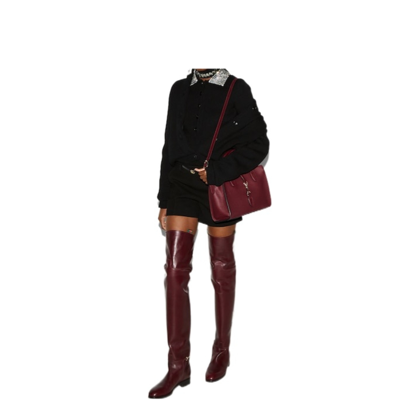 Softbit Medium Leather Top Handle Bag - Burgundy - Image 4