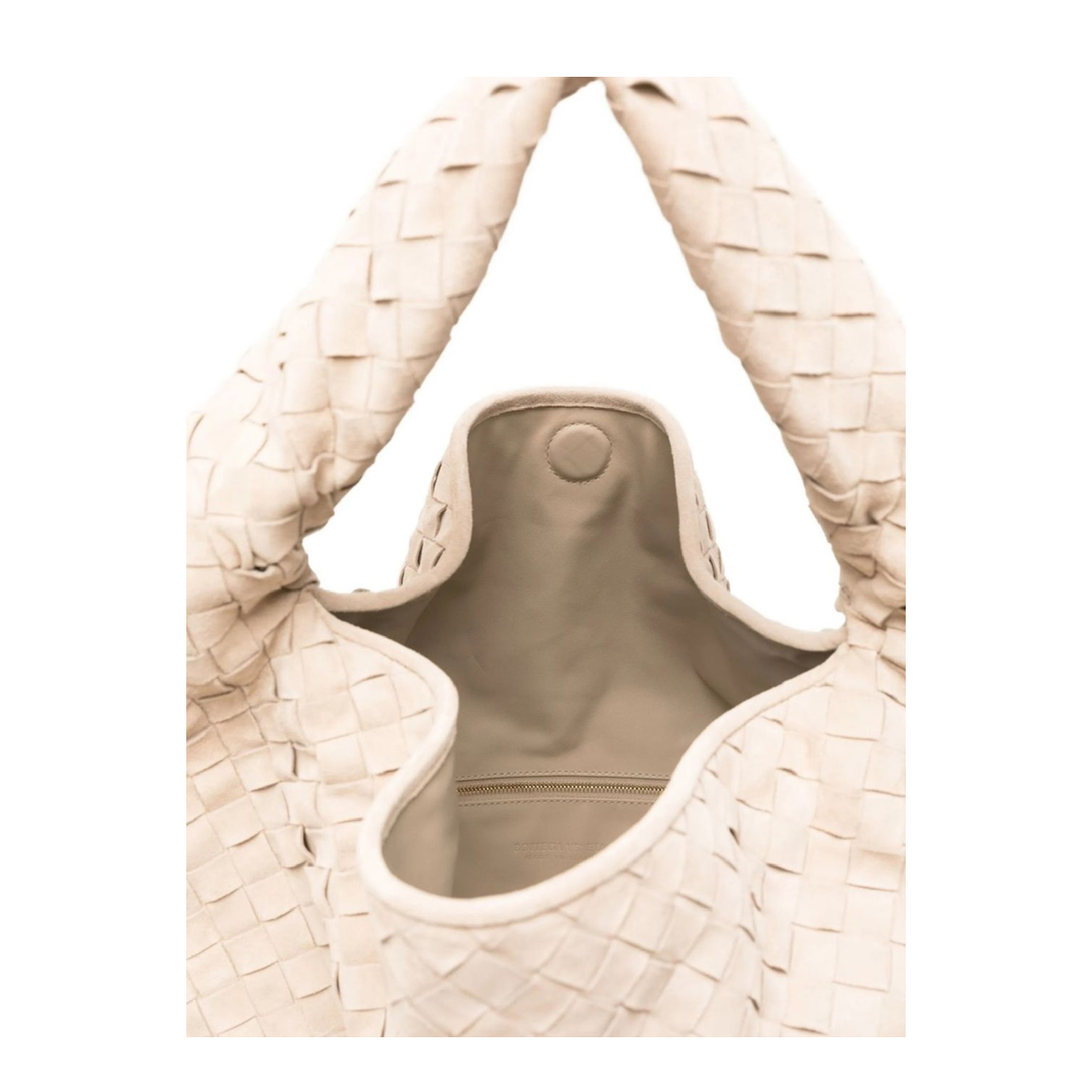 Hop Large Suede Leather Shoulder Bag - Ecru - Image 3