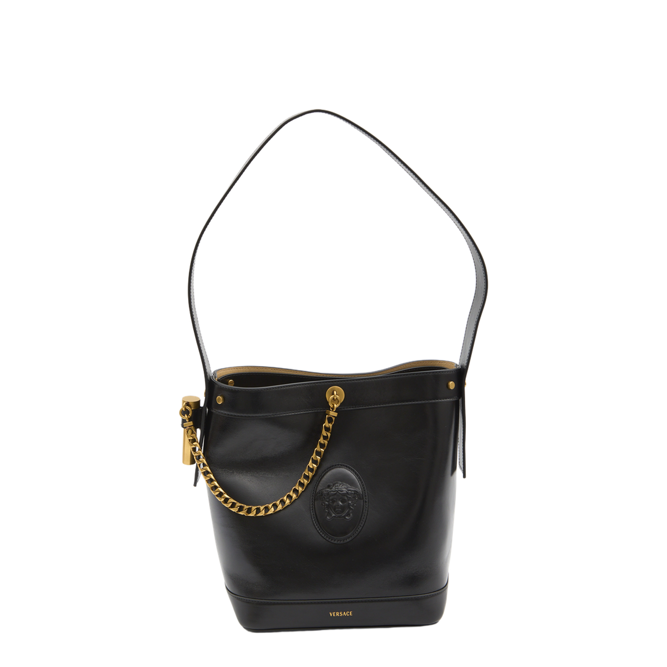 Medusa Calfskin Bucket Bag - Black - Image 1