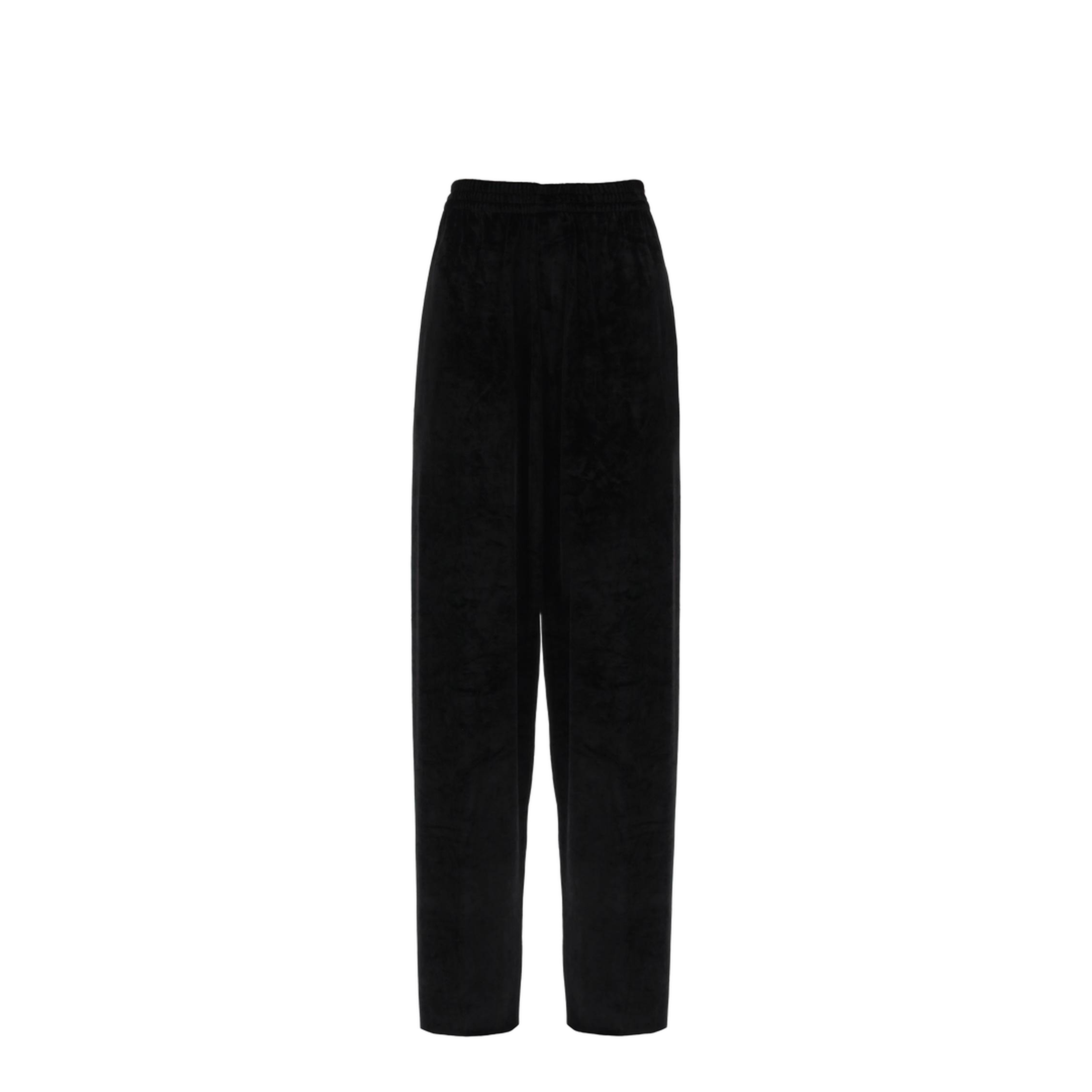 Black Stretch Velvet Baggy Pant - Image 2