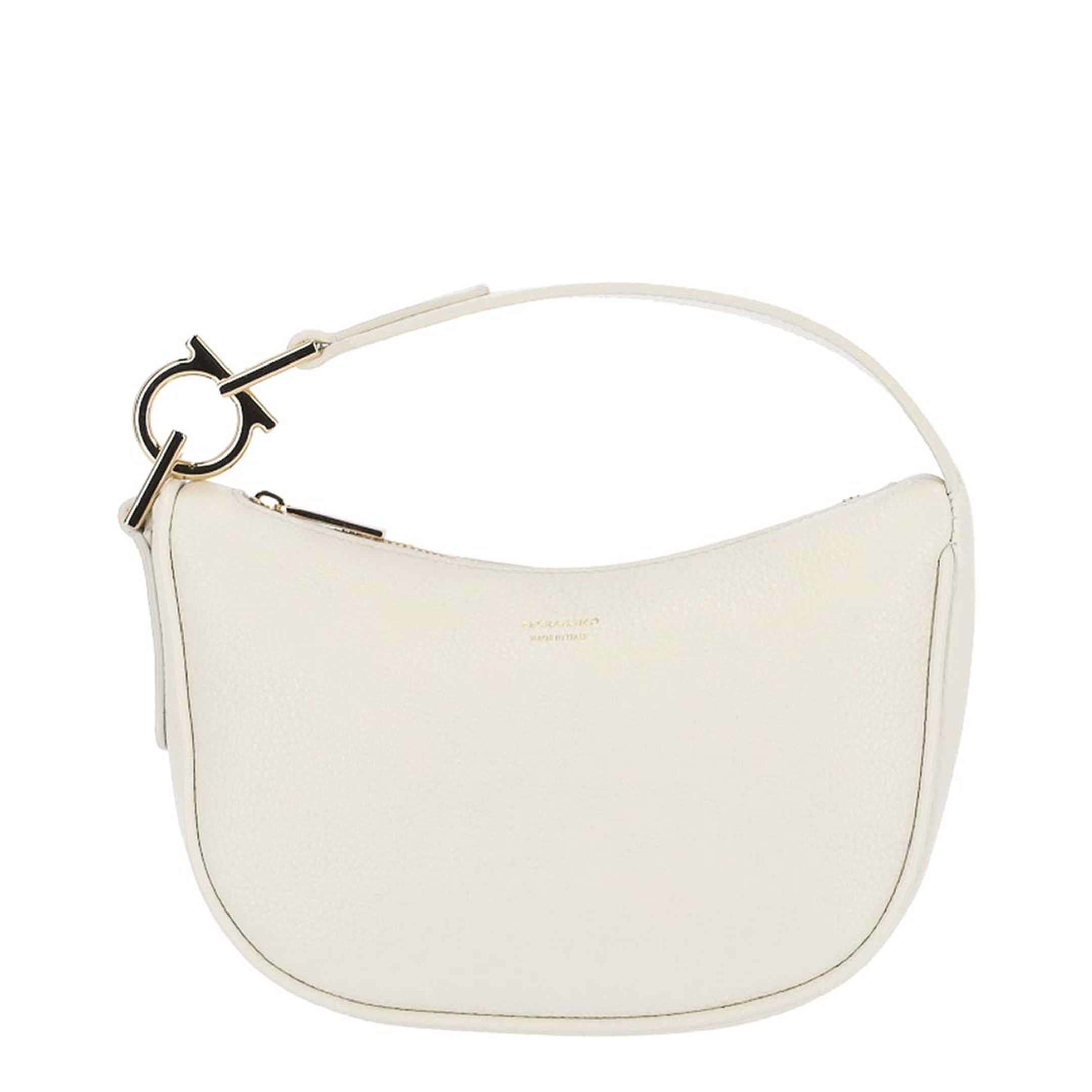 North-South Mini Calf Leather Hobo Bag - Off-White - Image 1
