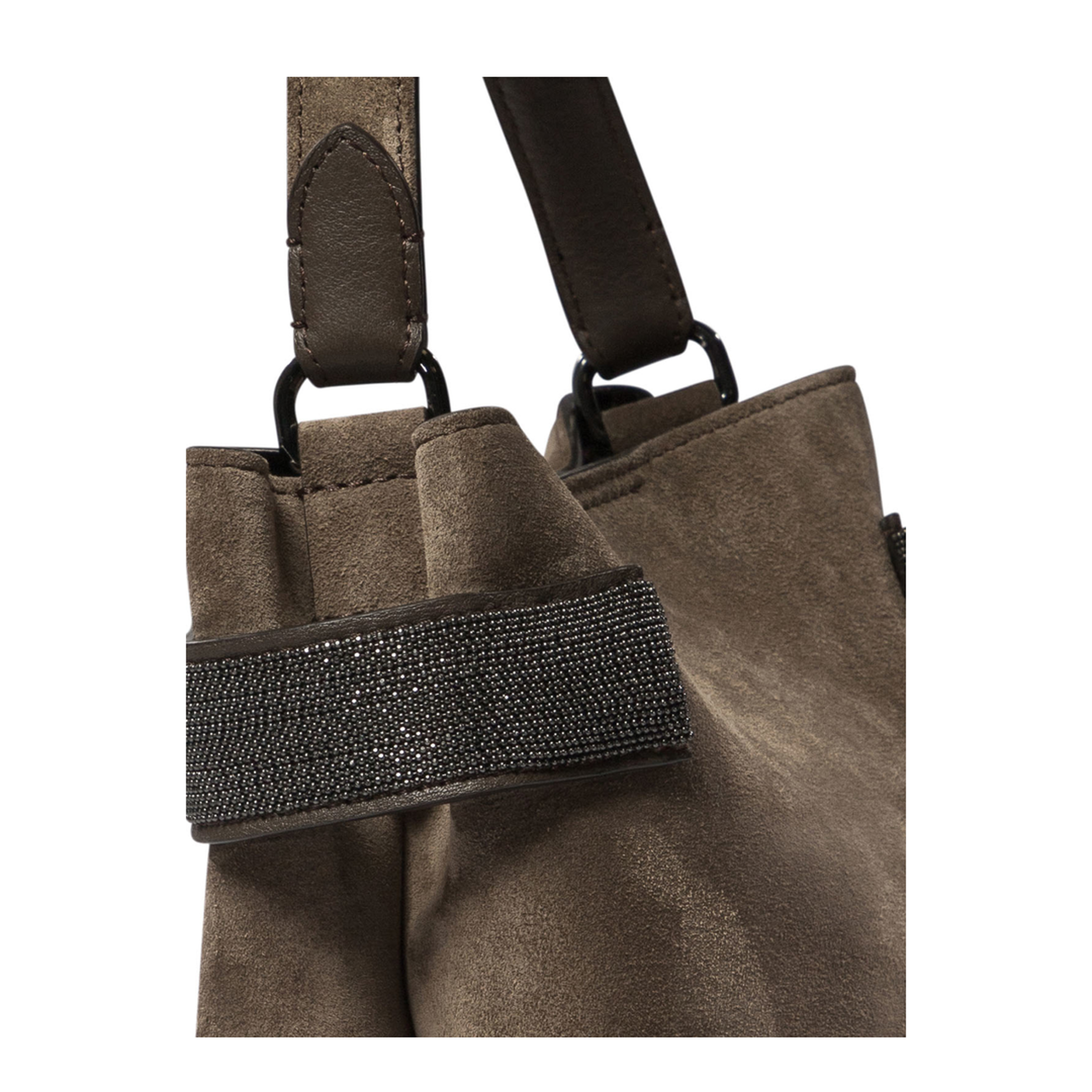 Suede Handbag Dark Brown - Image 4