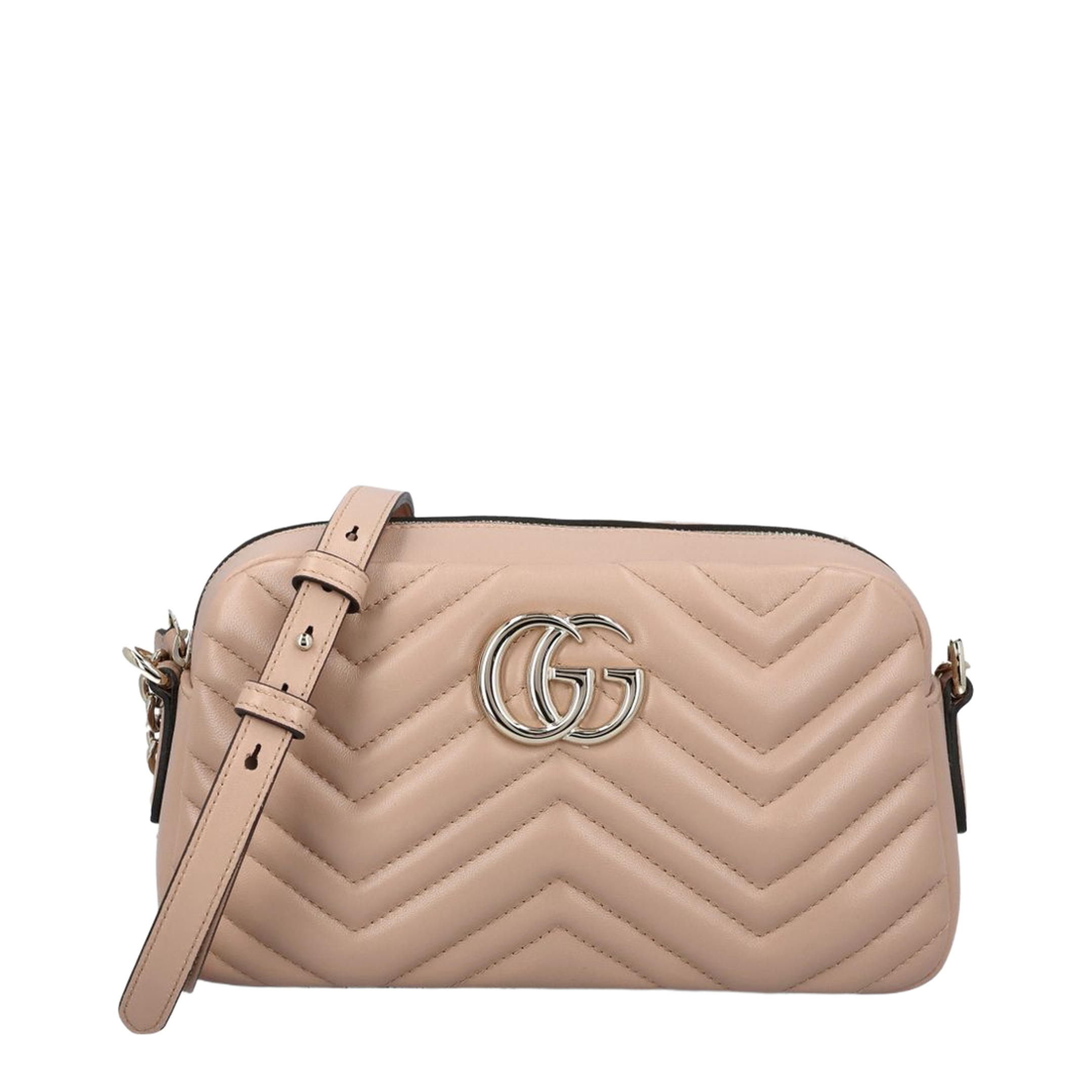 Small Camera Bag in Pink Beige Leather - Image 2