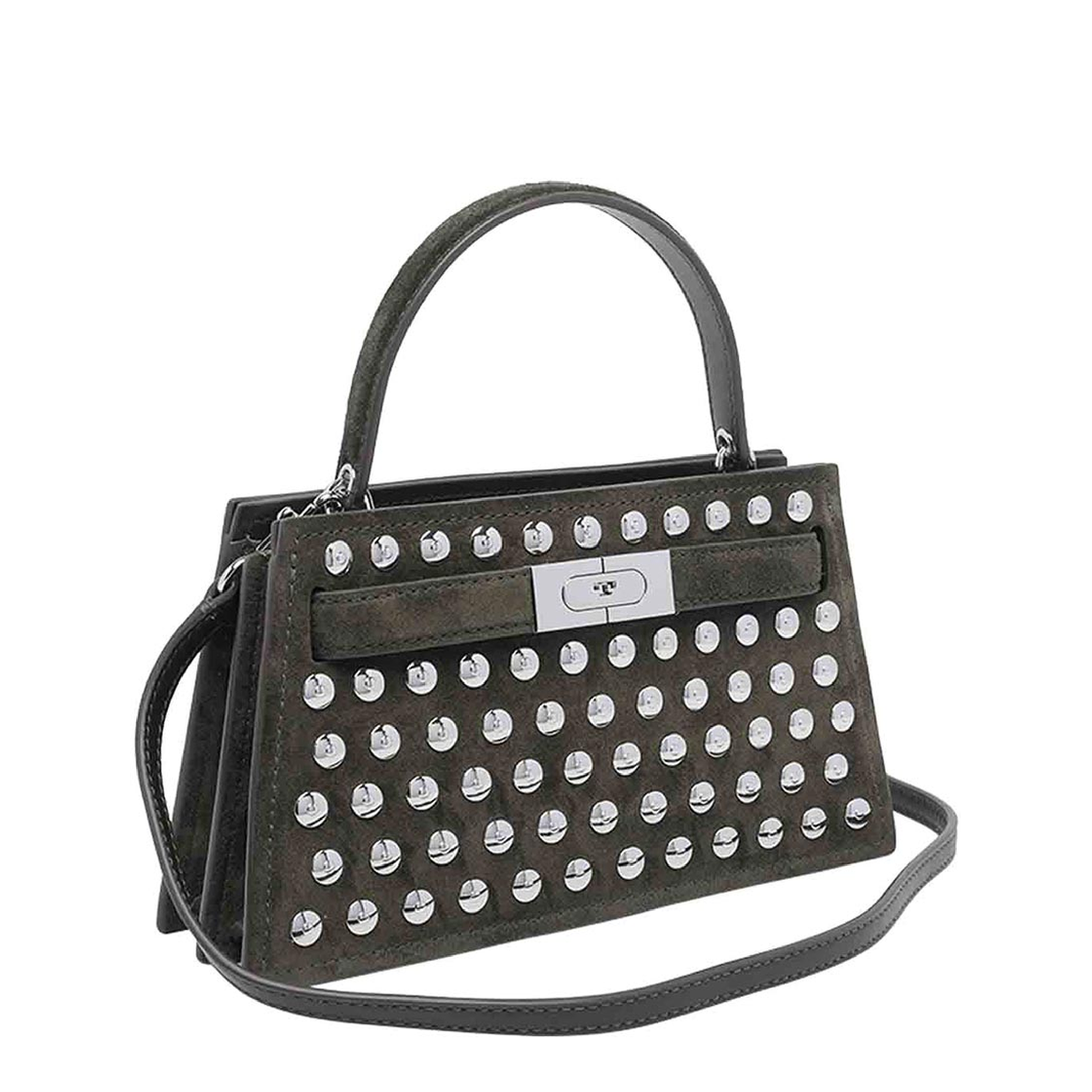 Lee Radziwill Mini Suede Tote Bag - Dark Olive Green - Image 2