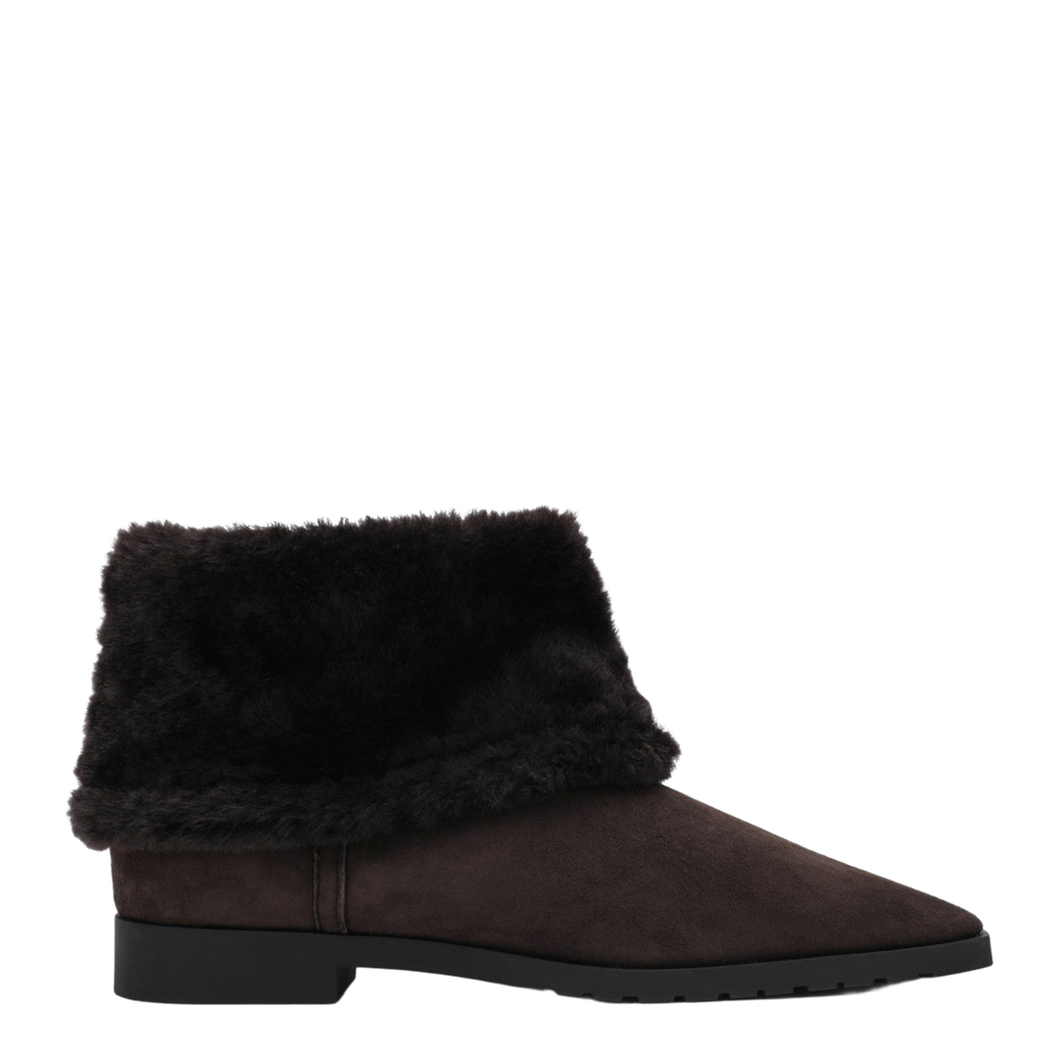 Brown Suede and Shearling Ankle Boots - Image 1
