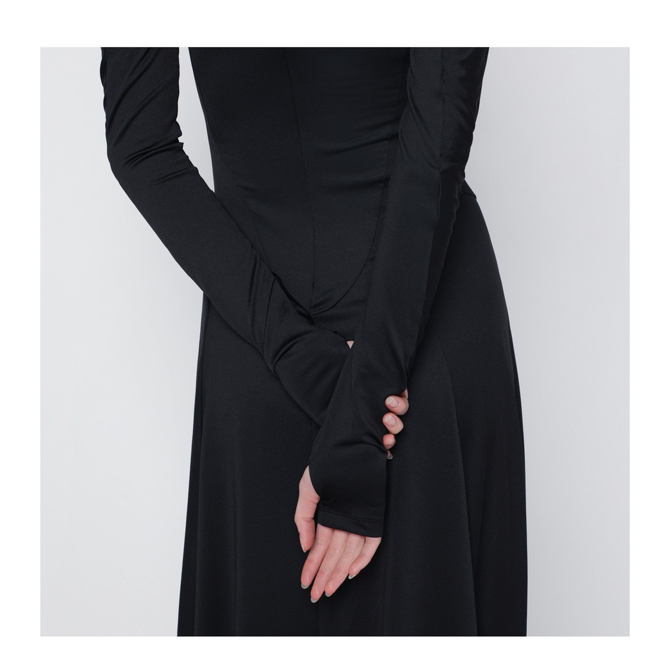 Black Asymmetric Midi Dress - Image 2