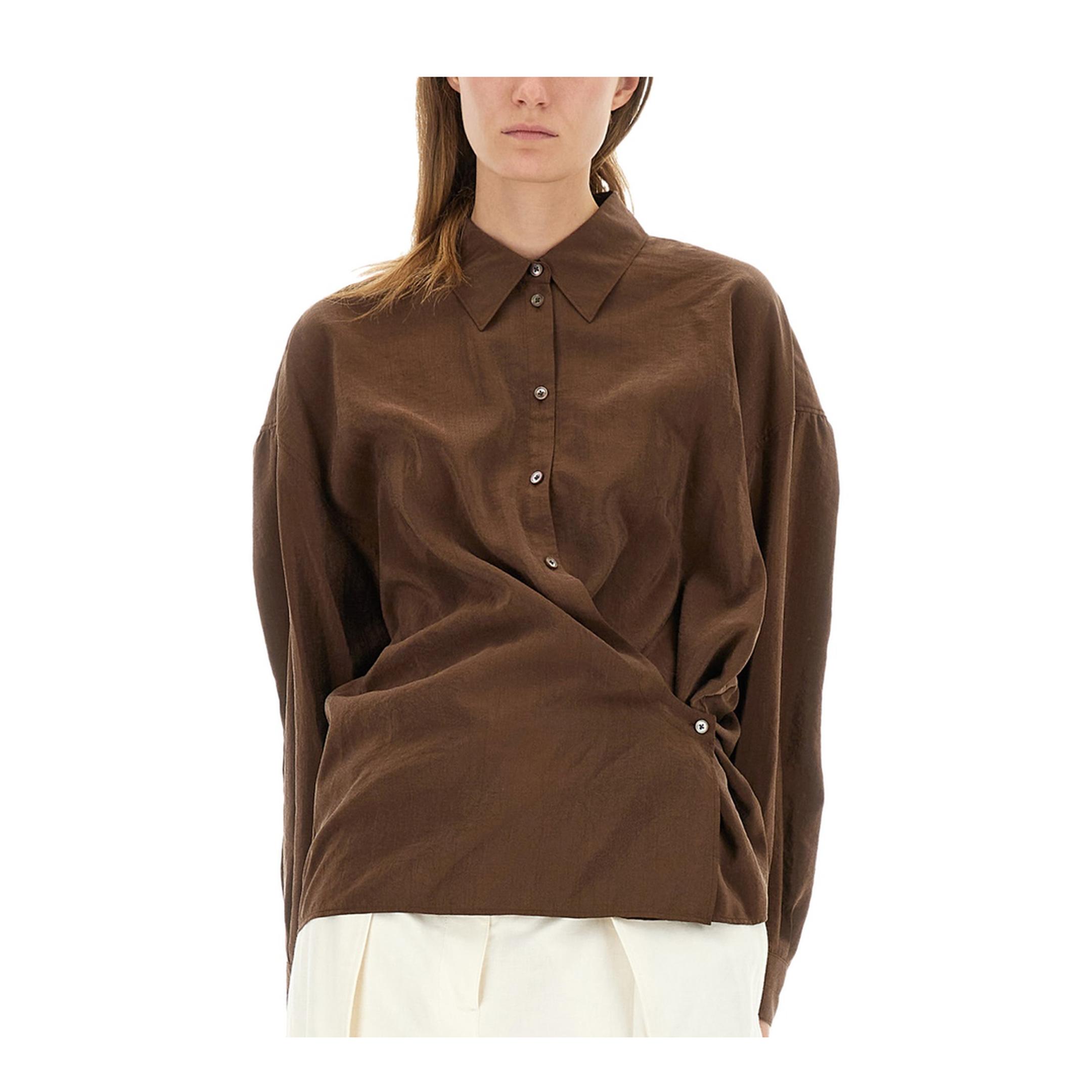 Straight Collar Twisted Shirt - Image 4