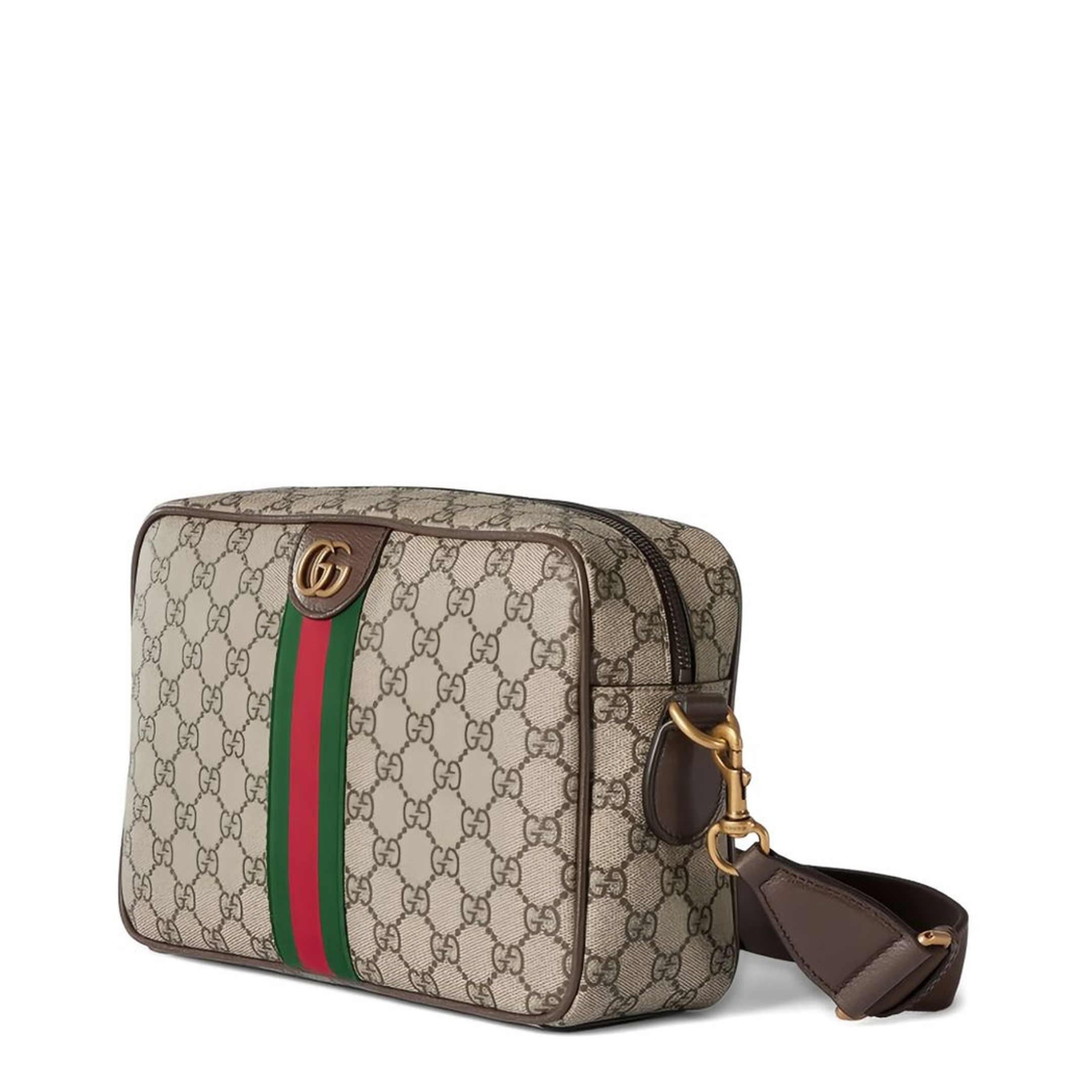 Ophidia Medium GG Supreme Coated Canvas Crossbody - Beige and Dark Brown - Image 3
