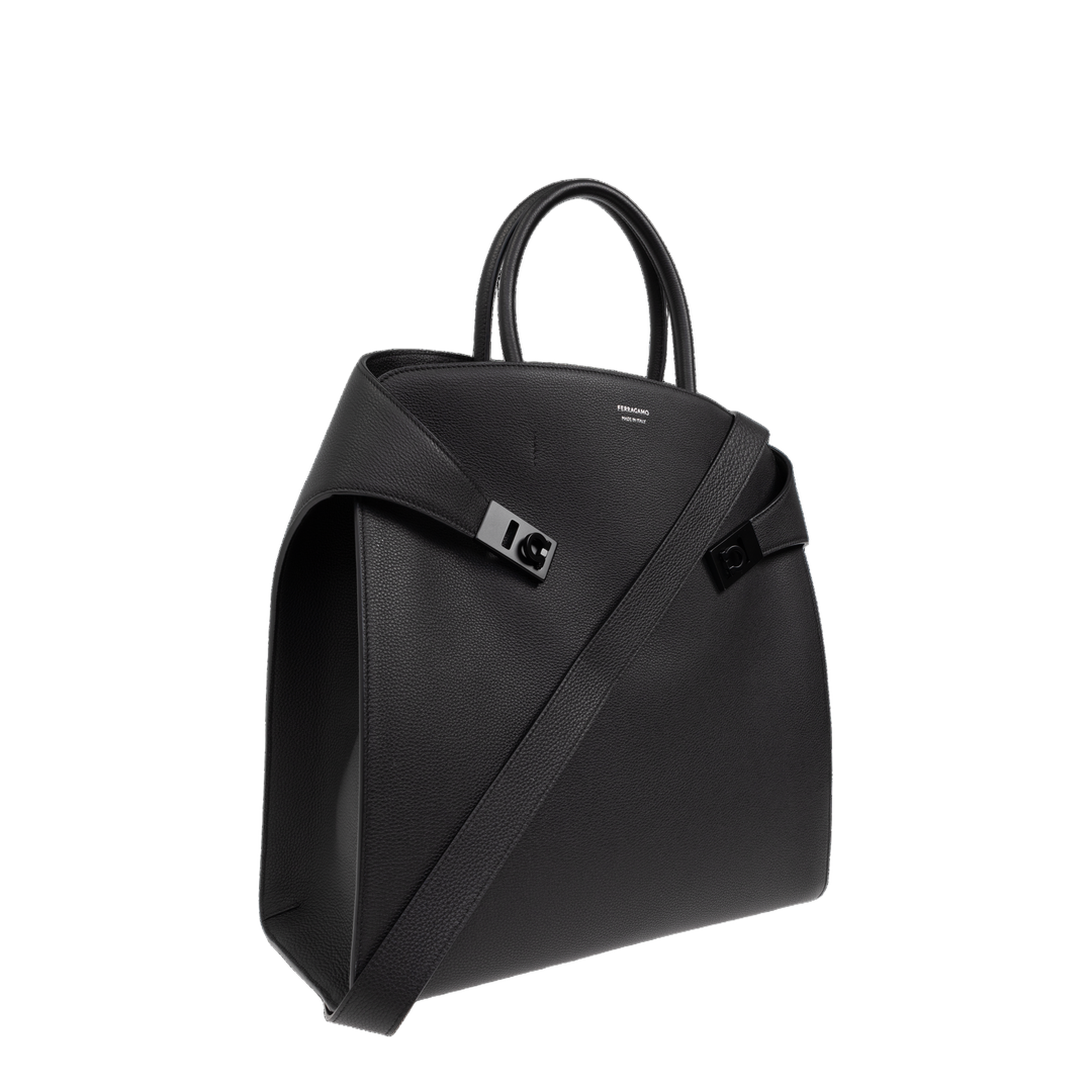 Hug Leather Tote Bag - Black - Image 4