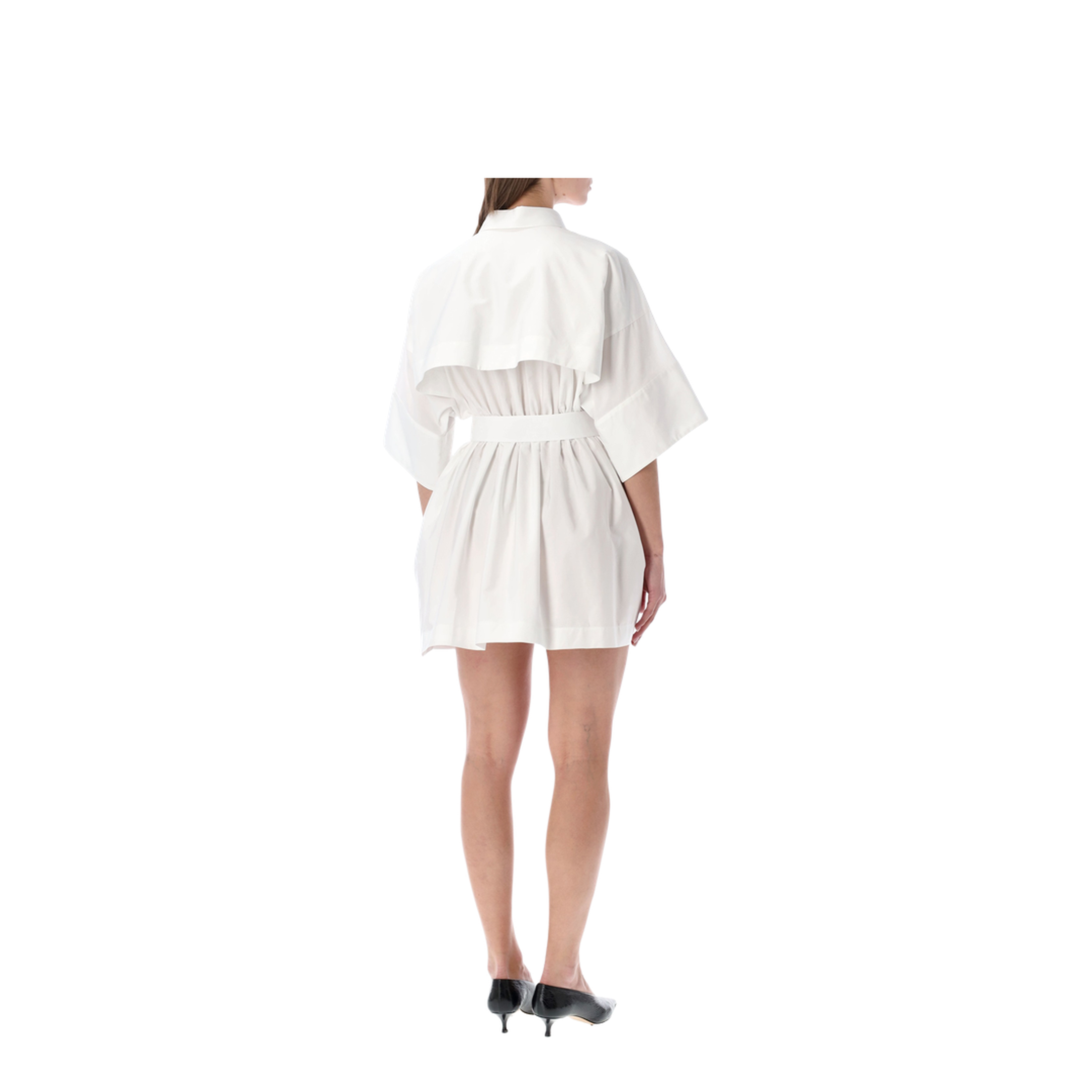 Mini Chemisier Dress in White Poplin - Image 2