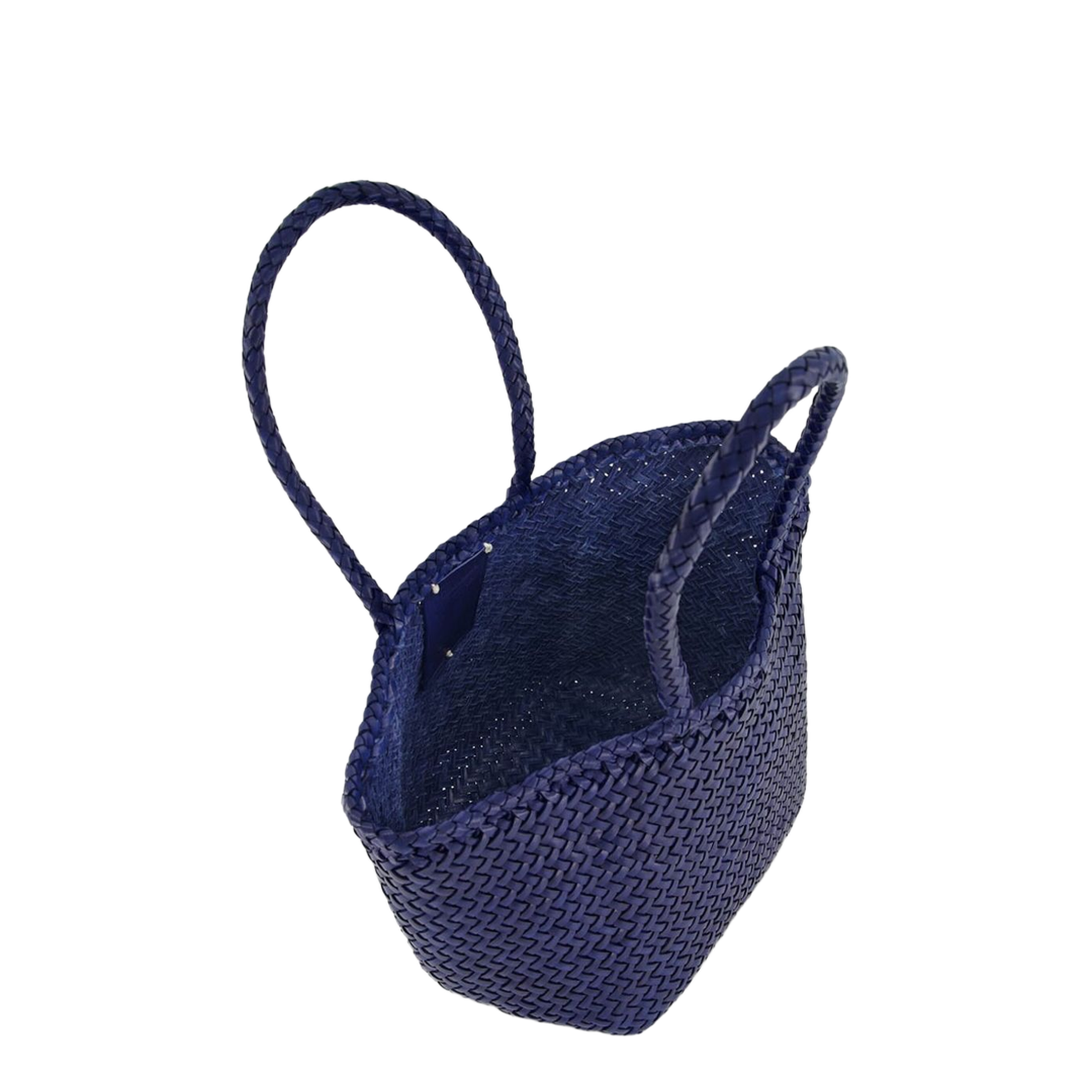 Grace Basket Small Buffalo Calf Leather Tote - Navy - Image 2