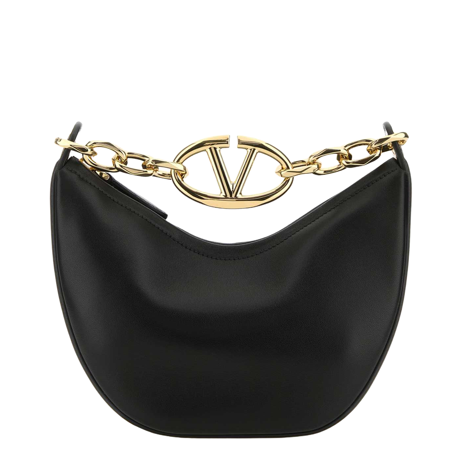 Garavani Black Leather Small Hobo Vlogo Moon Handbag - Image 3