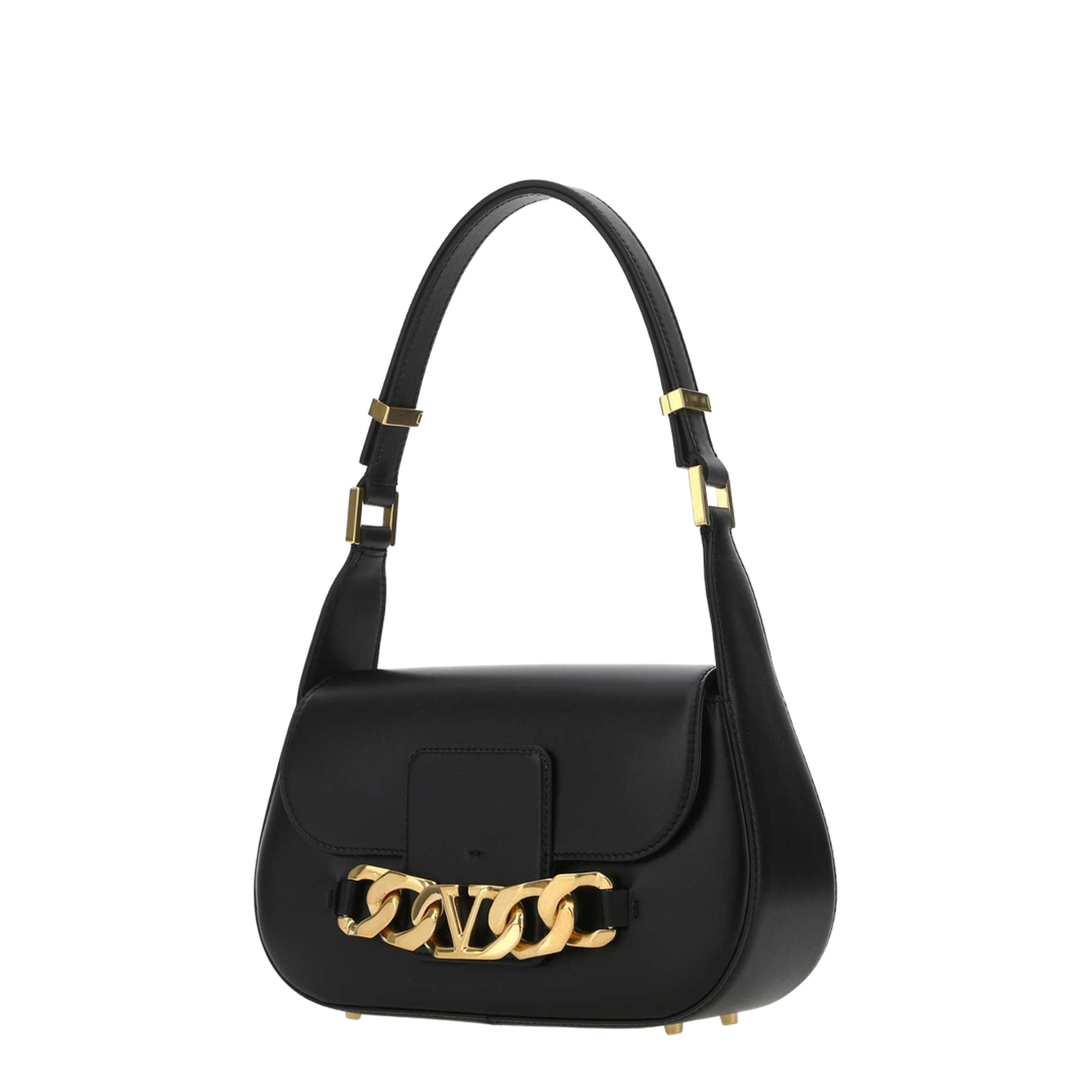 VLogo Chain Leather Shoulder Bag - Black - Image 2