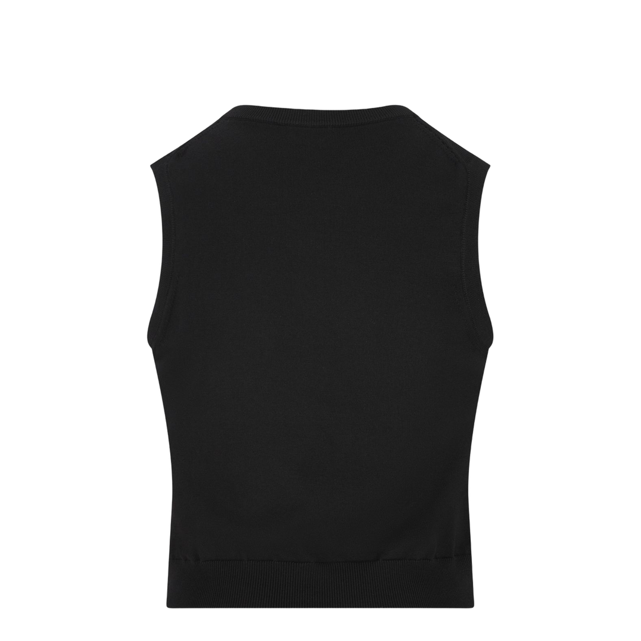 Crew Neck Waistcoat In Black - Image 3
