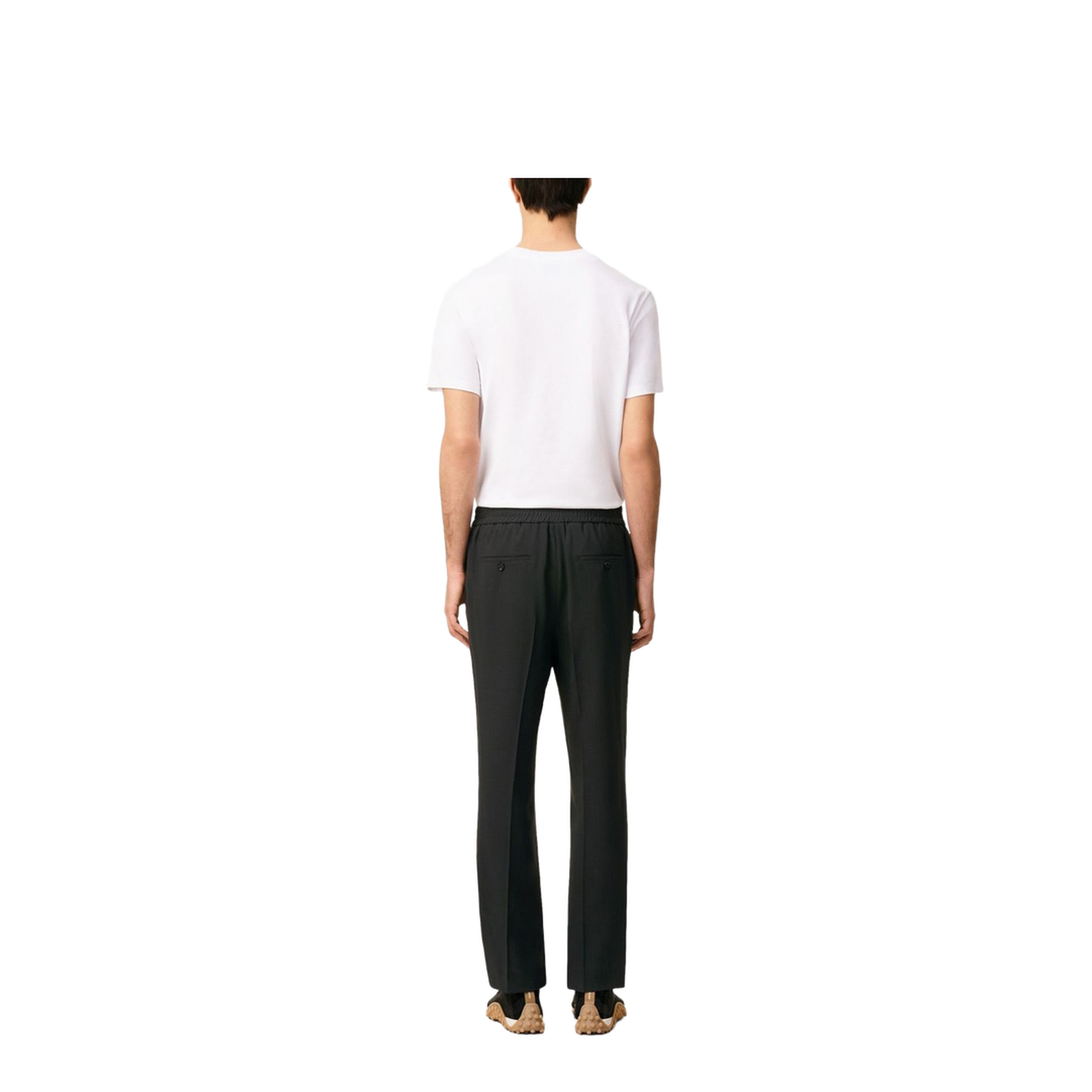 Black Wool Elasticated Waist Trousers - Image 2