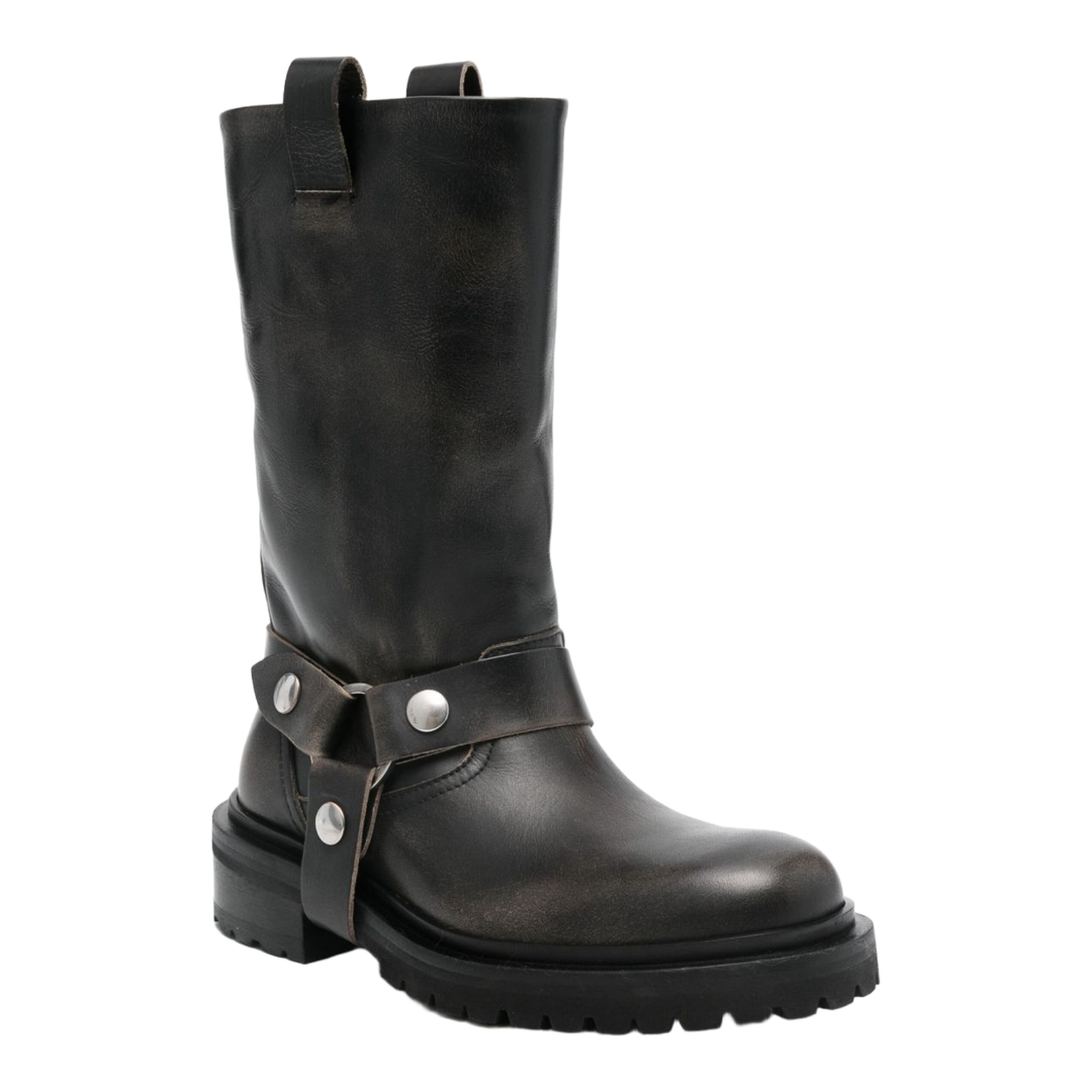 Kurt Boots in Black Leather with Silver Buckle - Image 4