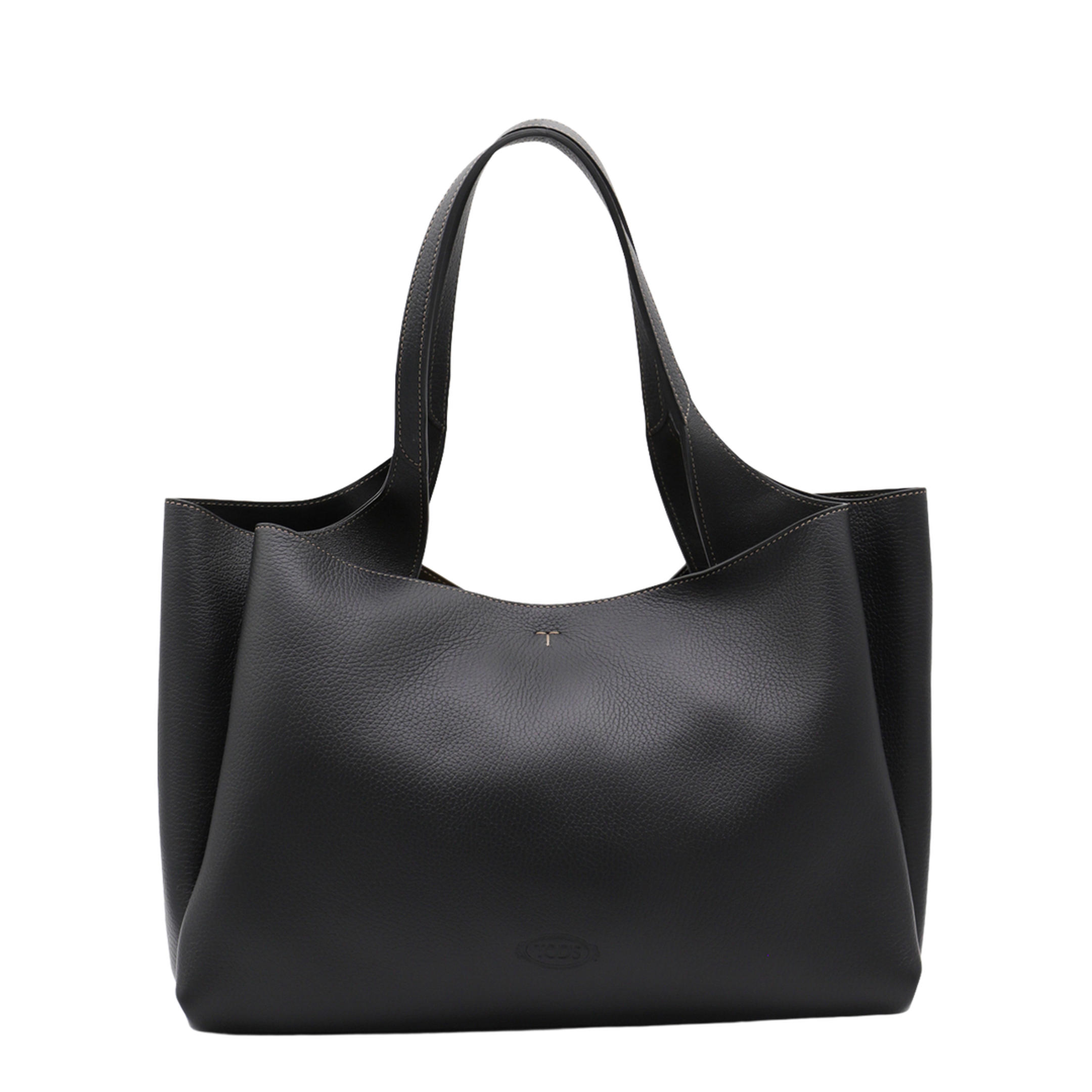 T Timeless Medium Hammered Leather Tote - Black - Image 1