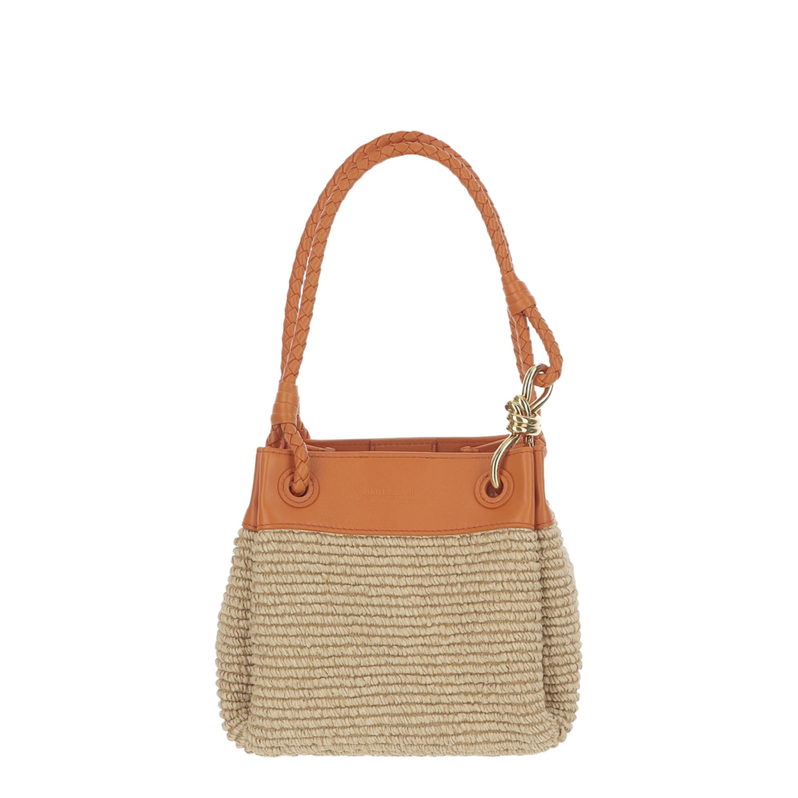 Parachute Small Raffia Shoulder Bag - Natural/Burned Orange - Image 1