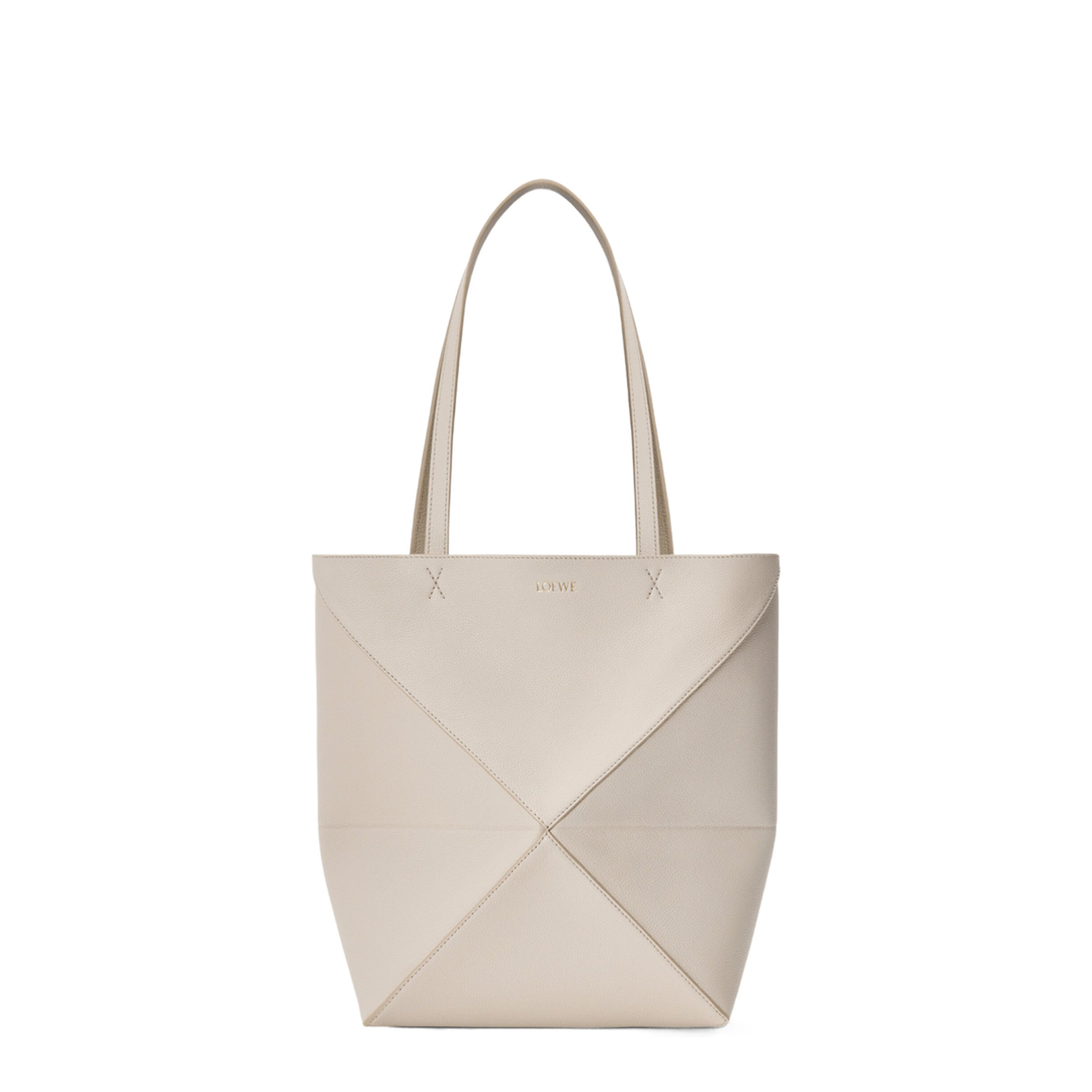 Medium Puzzle Fold Tote in Soft Grained Calfskin Grey - Image 1