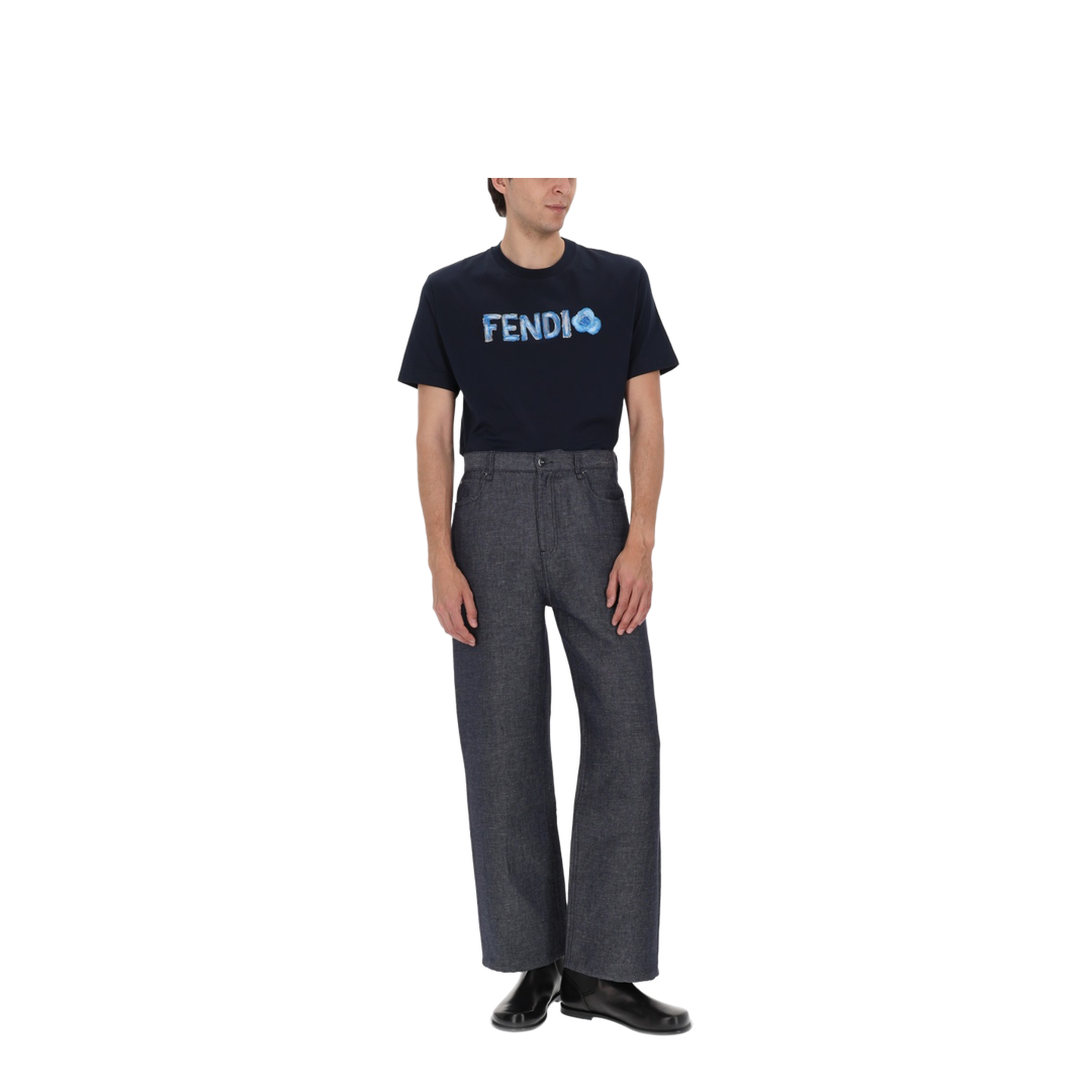Navy Blue T-Shirt with Embroidered Logo - Image 2