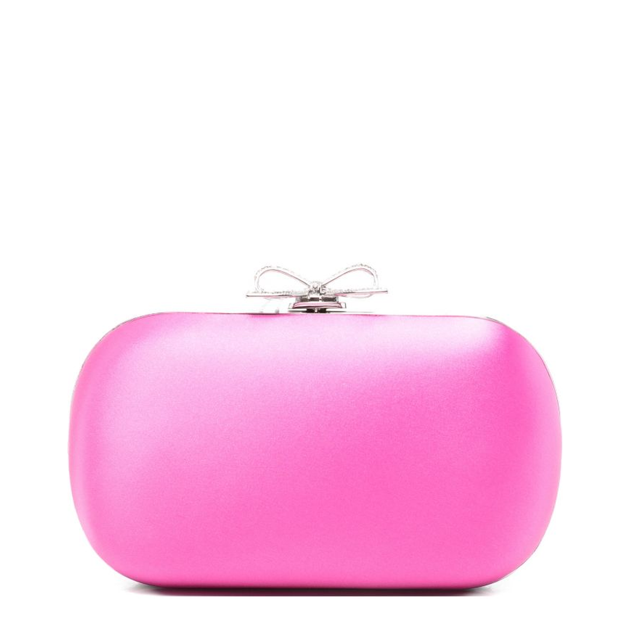 Satin Clutch Bag - Bright Pink - Image 1
