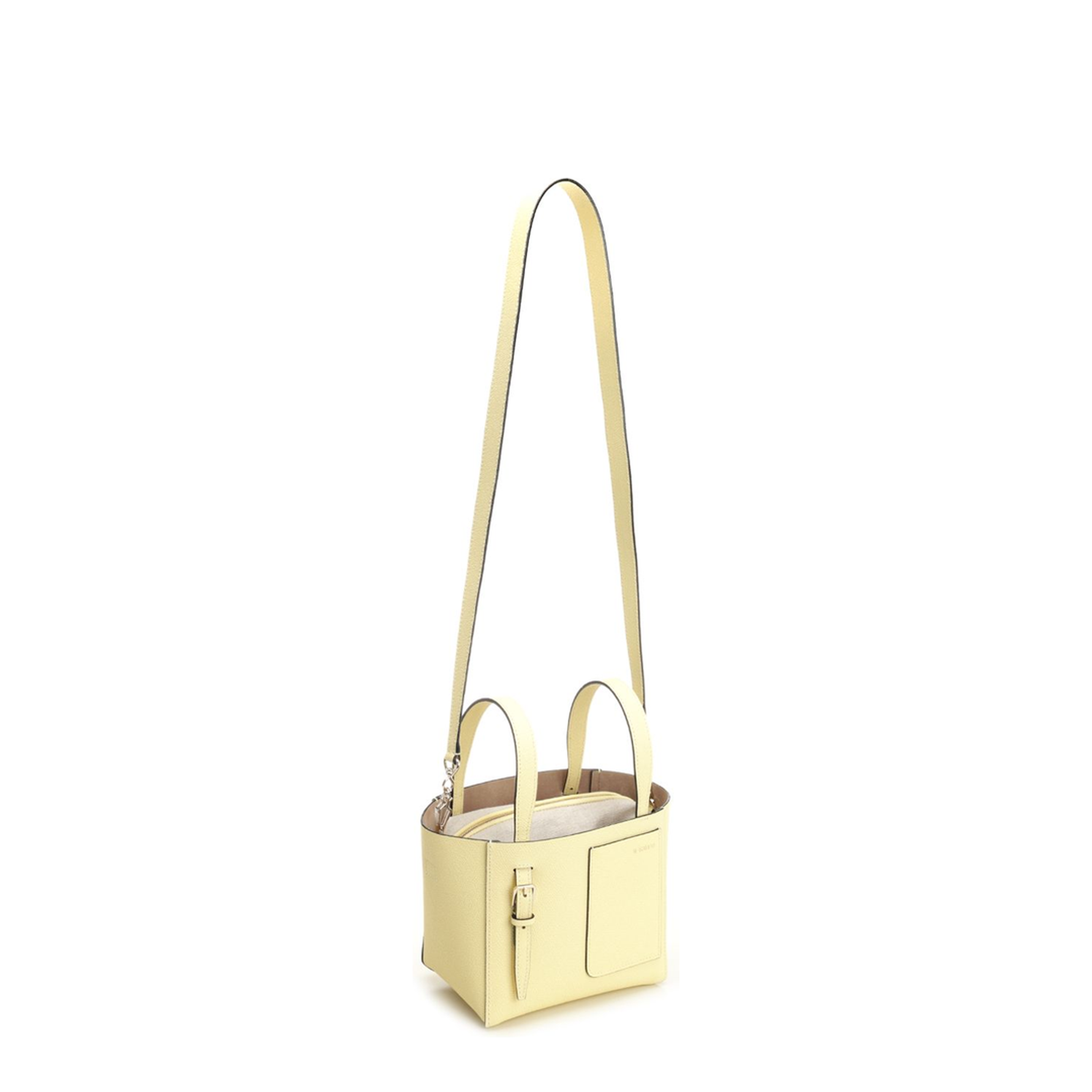 Micro Bucket Leather Shoulder Bag - Yellow - Image 4