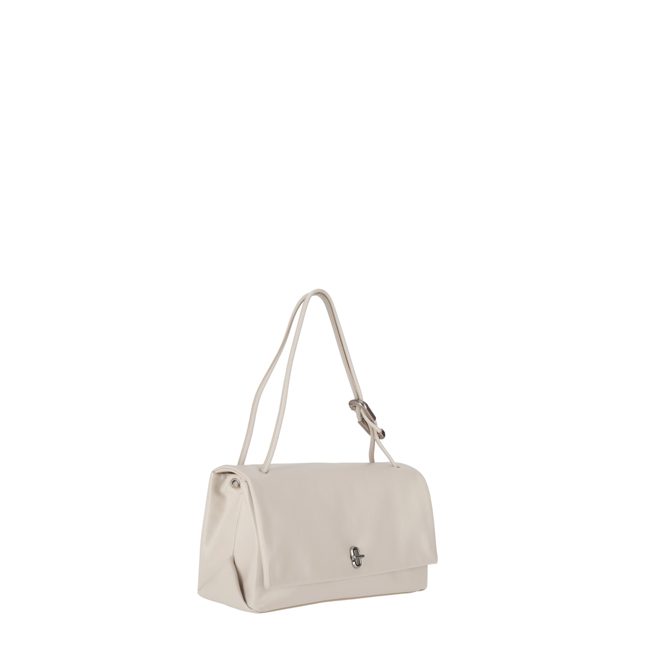 Dual Bag Large Smooth Leather Shoulder Bag - White - Image 2