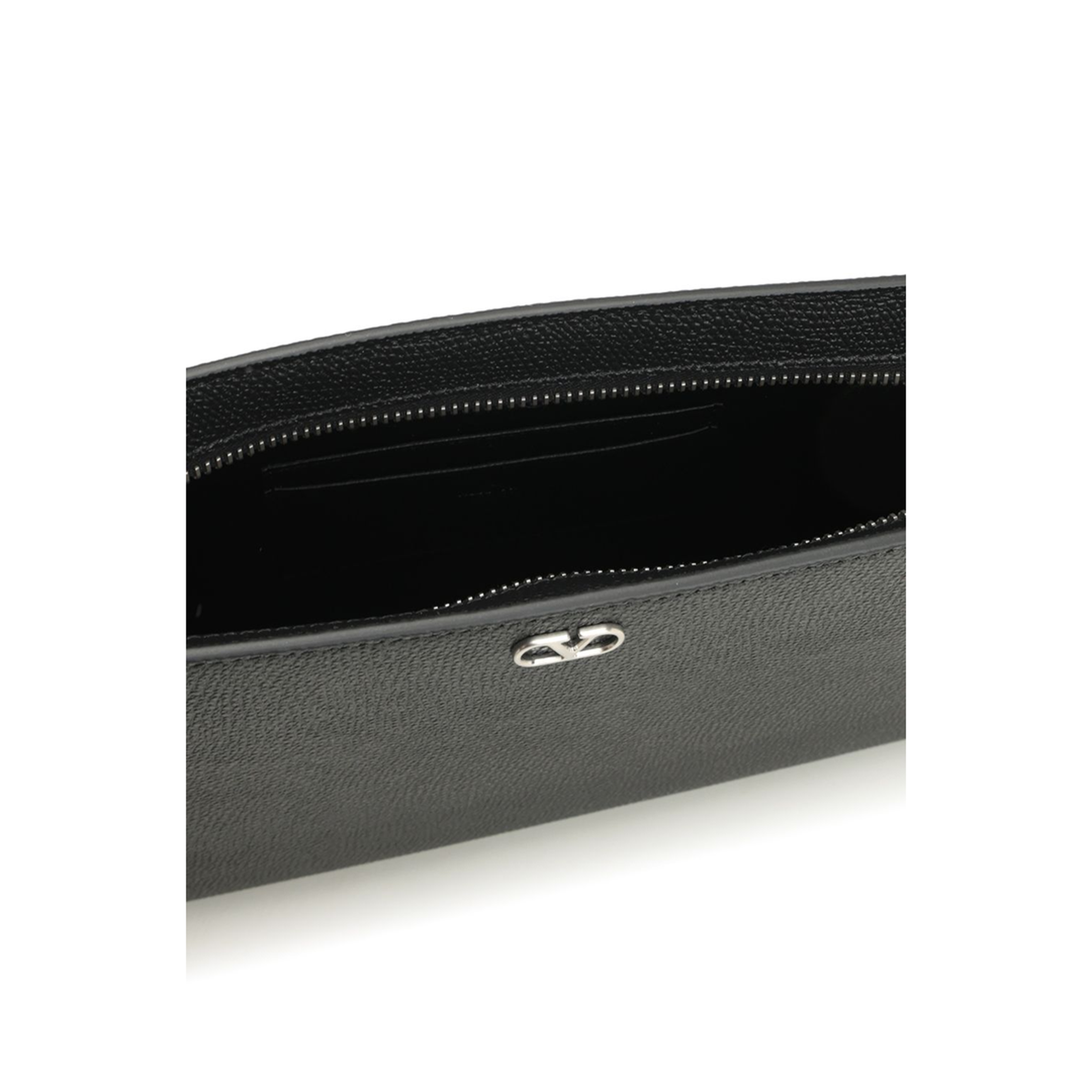 VLogo Signature Grainy Calfskin Pouch - Black - Image 4