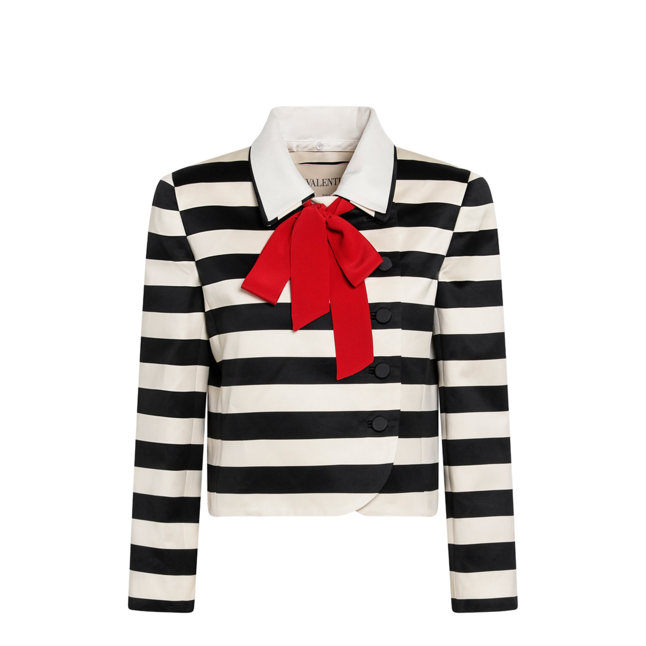 Vanilla Black Striped Jacket with Maxi Bow - Image 1