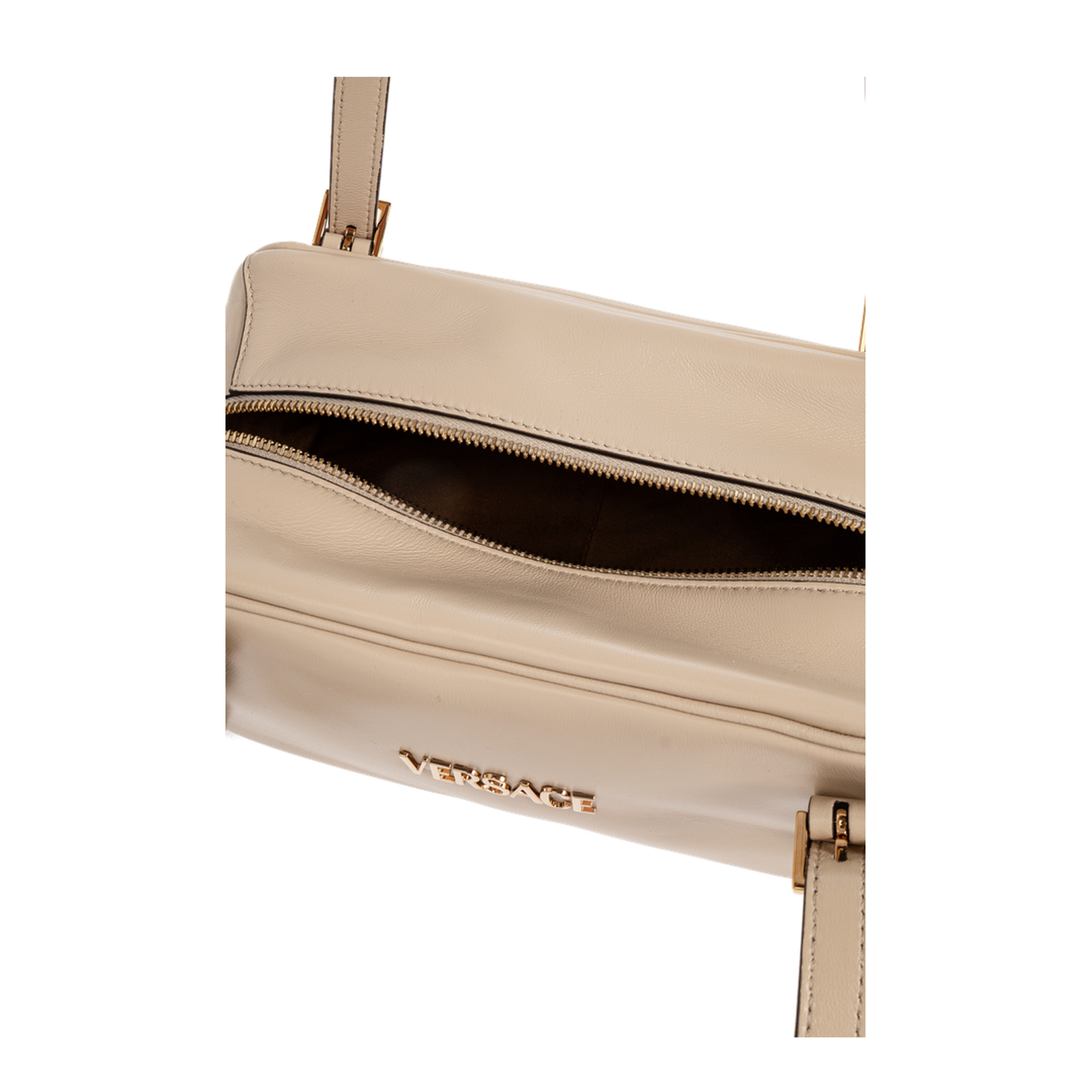 Tag Bowling Hand Bag Leather Beige - Image 5