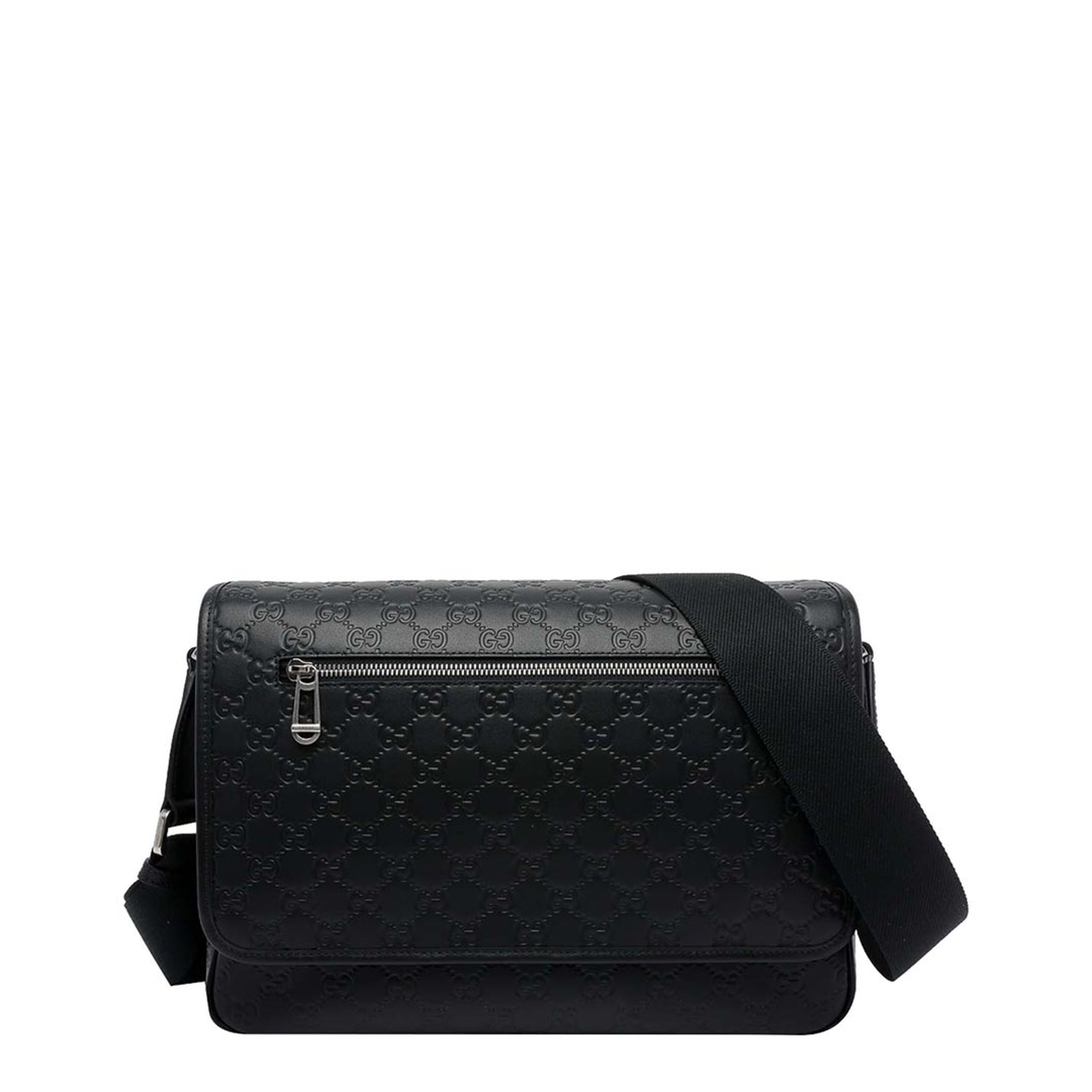 GG Emblem Medium Smooth Leather Crossbody - Black - Image 1