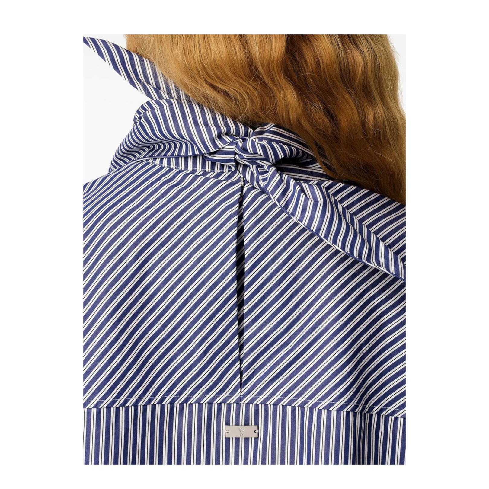 Blue Cotton Long Sleeves Striped Bandana Blouse - Image 6