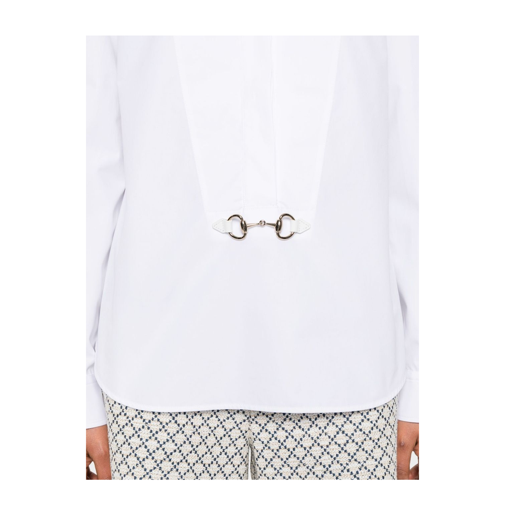 Cotton Poplin Shirt with Horsebit in White - Image 5