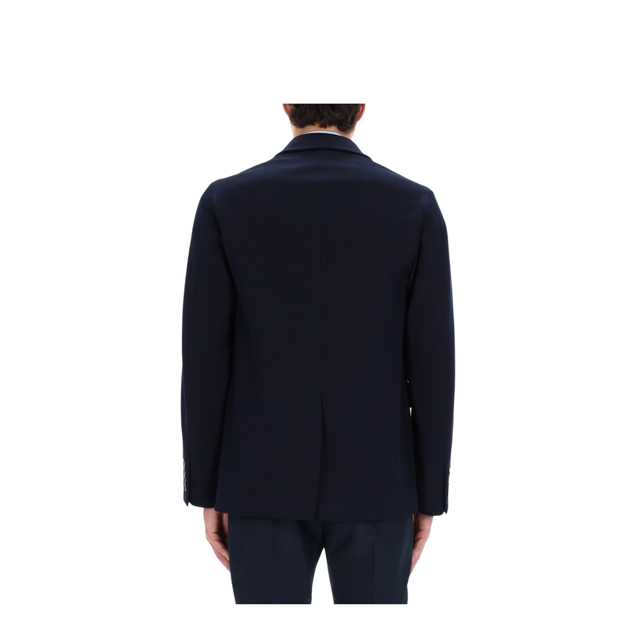 Single-breast Cotton Jersey Jacket in Dark Blue - Image 5