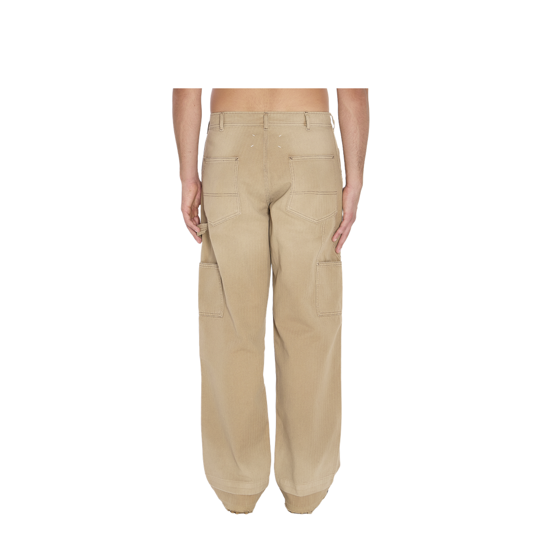 Beige Herringbone Trousers - Image 4