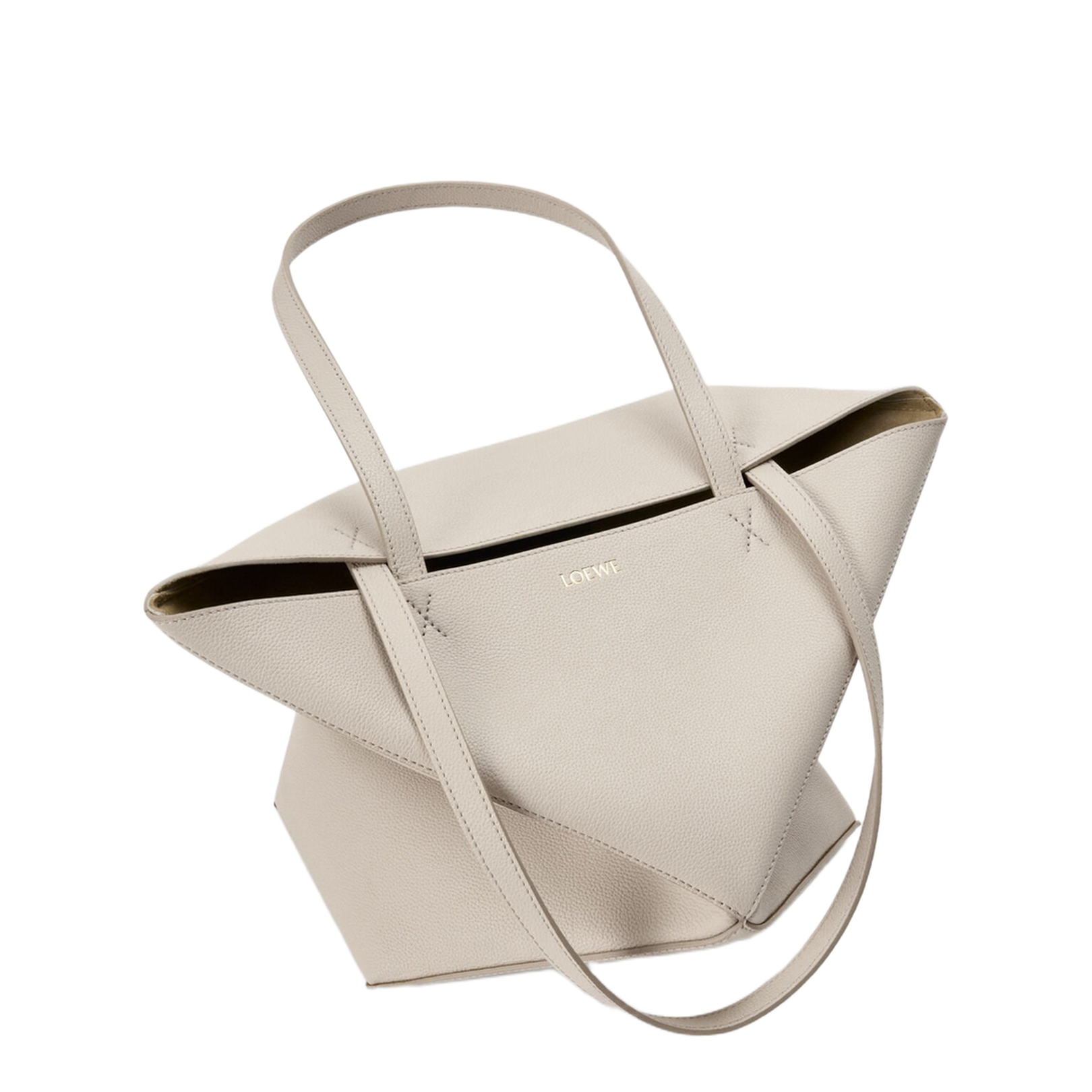Medium Puzzle Fold Tote in Soft Grained Calfskin Grey - Image 3