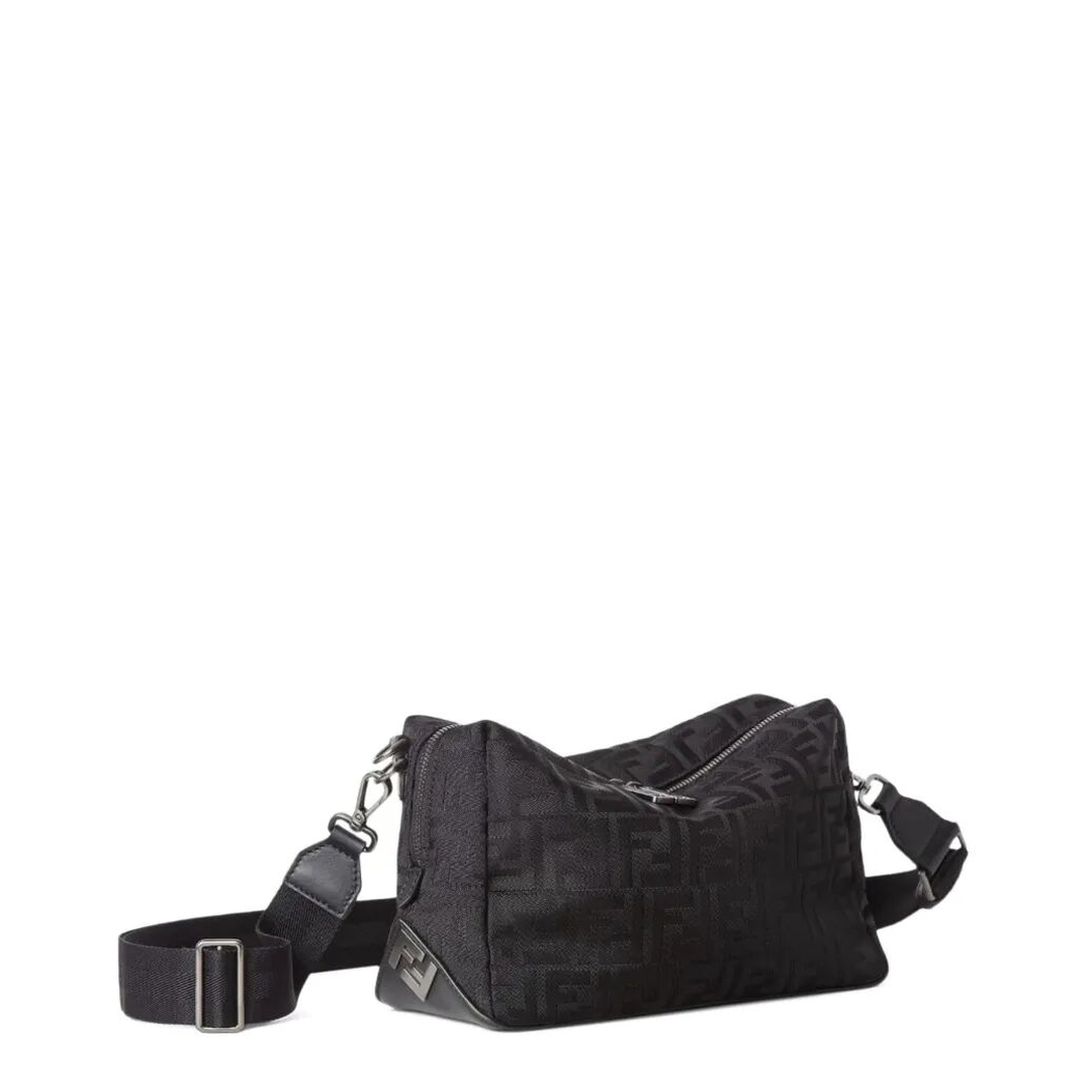 Squared FF Medium Leather and Nylon Bag - Image 4