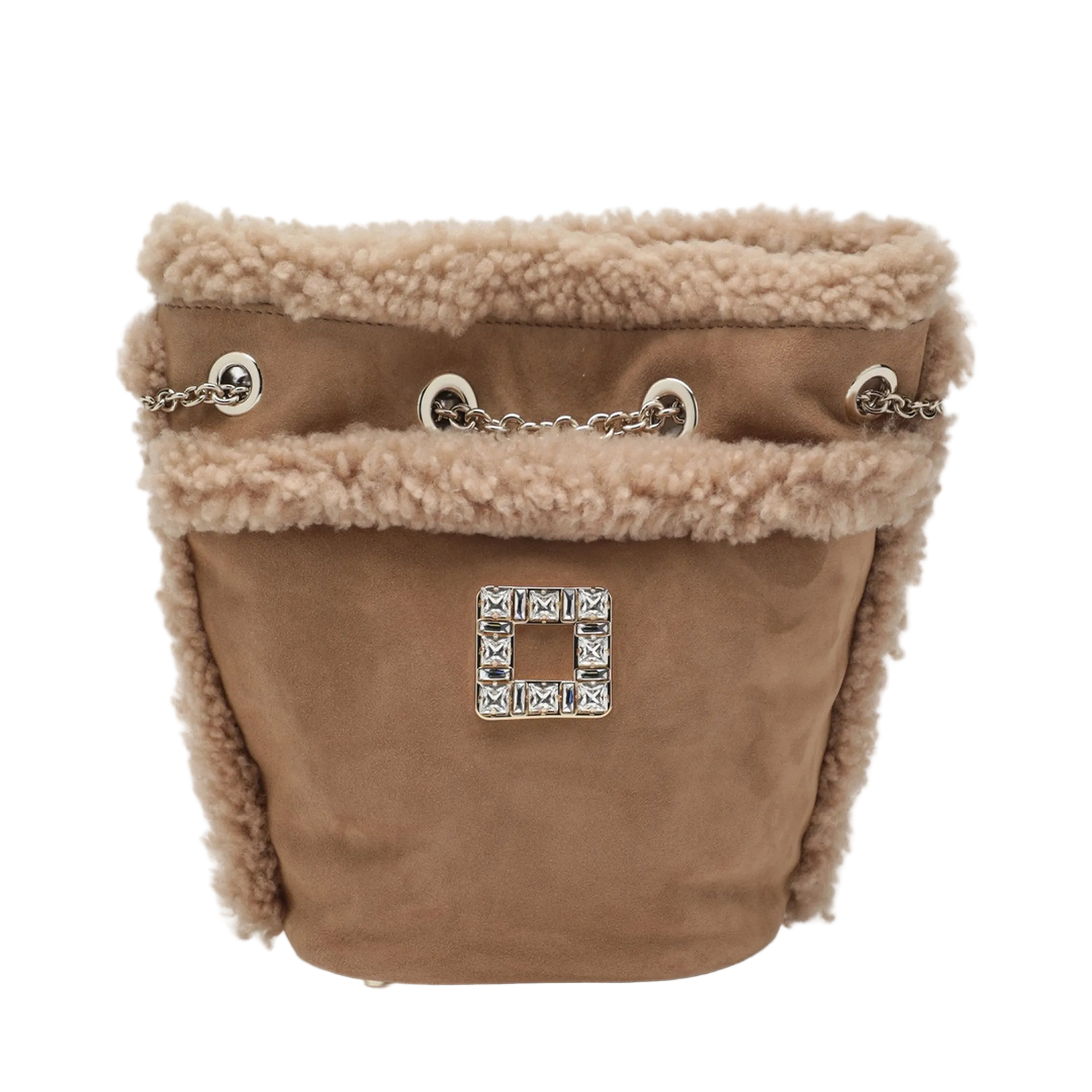 Roger Vivier Très Vivier Suede & Shearling Backpack - Tabacco - Image 1