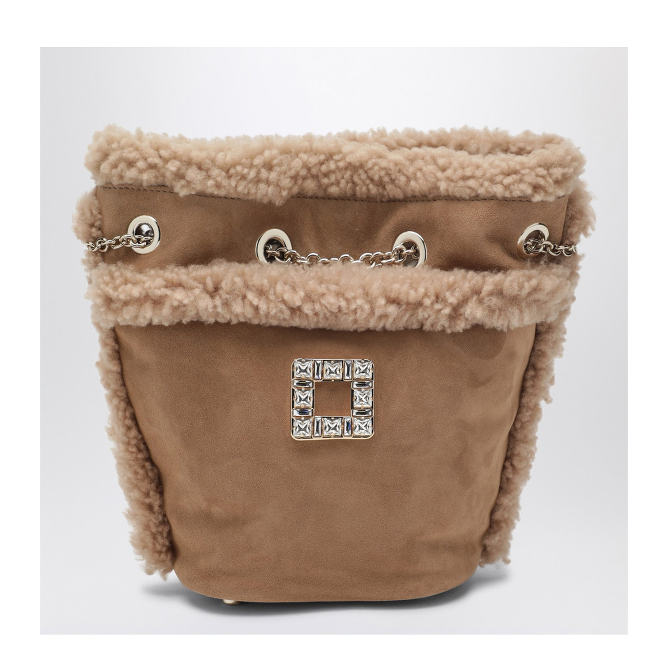 Roger Vivier Très Vivier Suede & Shearling Backpack - Tabacco - Image 1